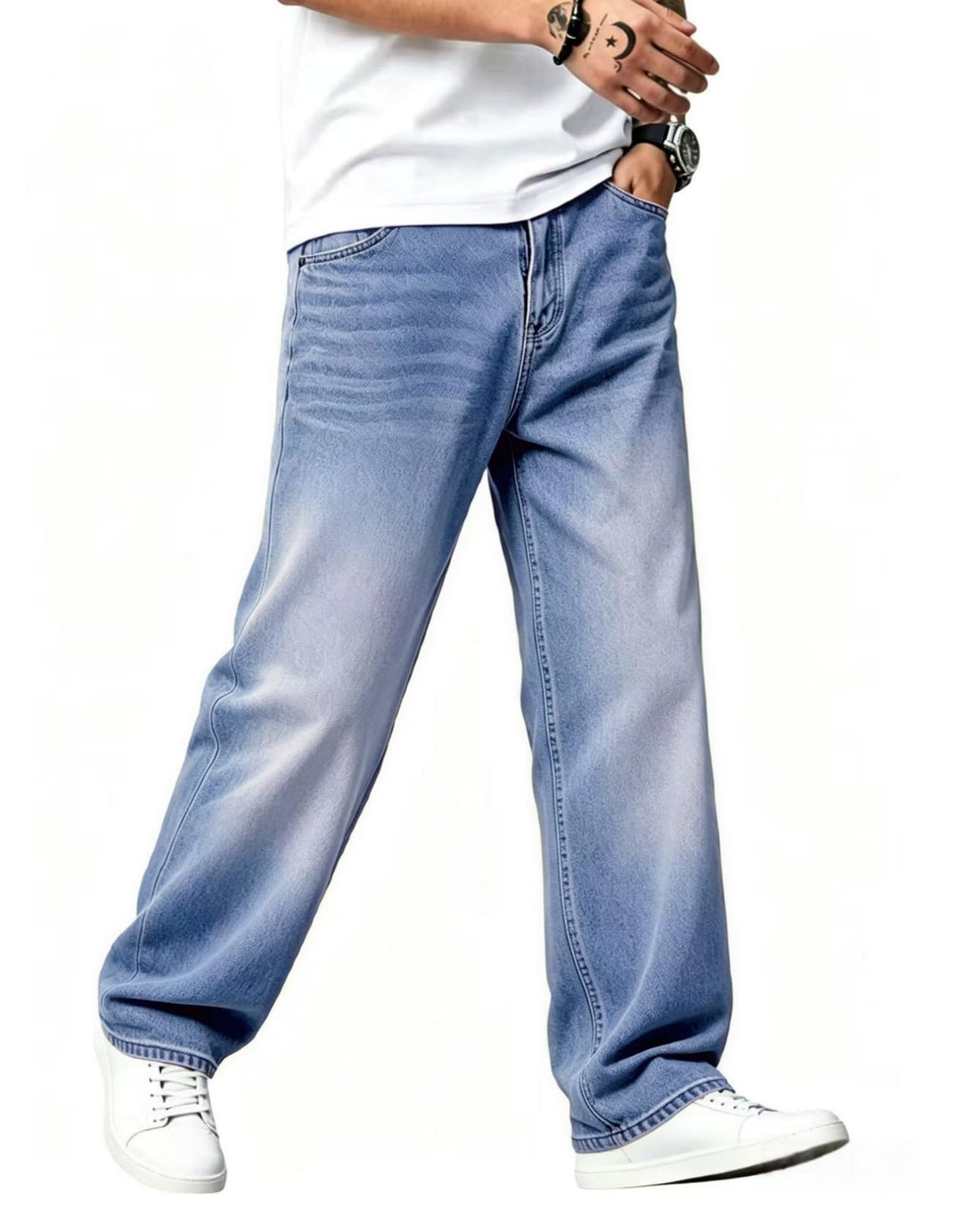 Baggy Jeans for Men Y2K Streetwear Vintage Wide Leg Loose Fit Denim Pants Hip Hop Skater Carpenter Jeans