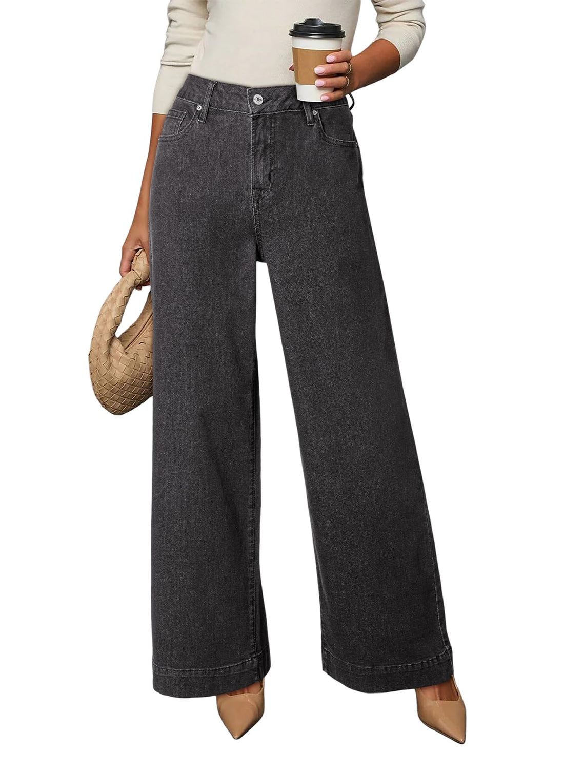 Dokotoo Women's Casual High Waisted Jeans Stretch Wide Leg Loose Denim Pant | Baggy Jeans Women, Stretchy Straight Leg Pants, High Waisted Jeans for Women, Loose Fit, Casual Wear