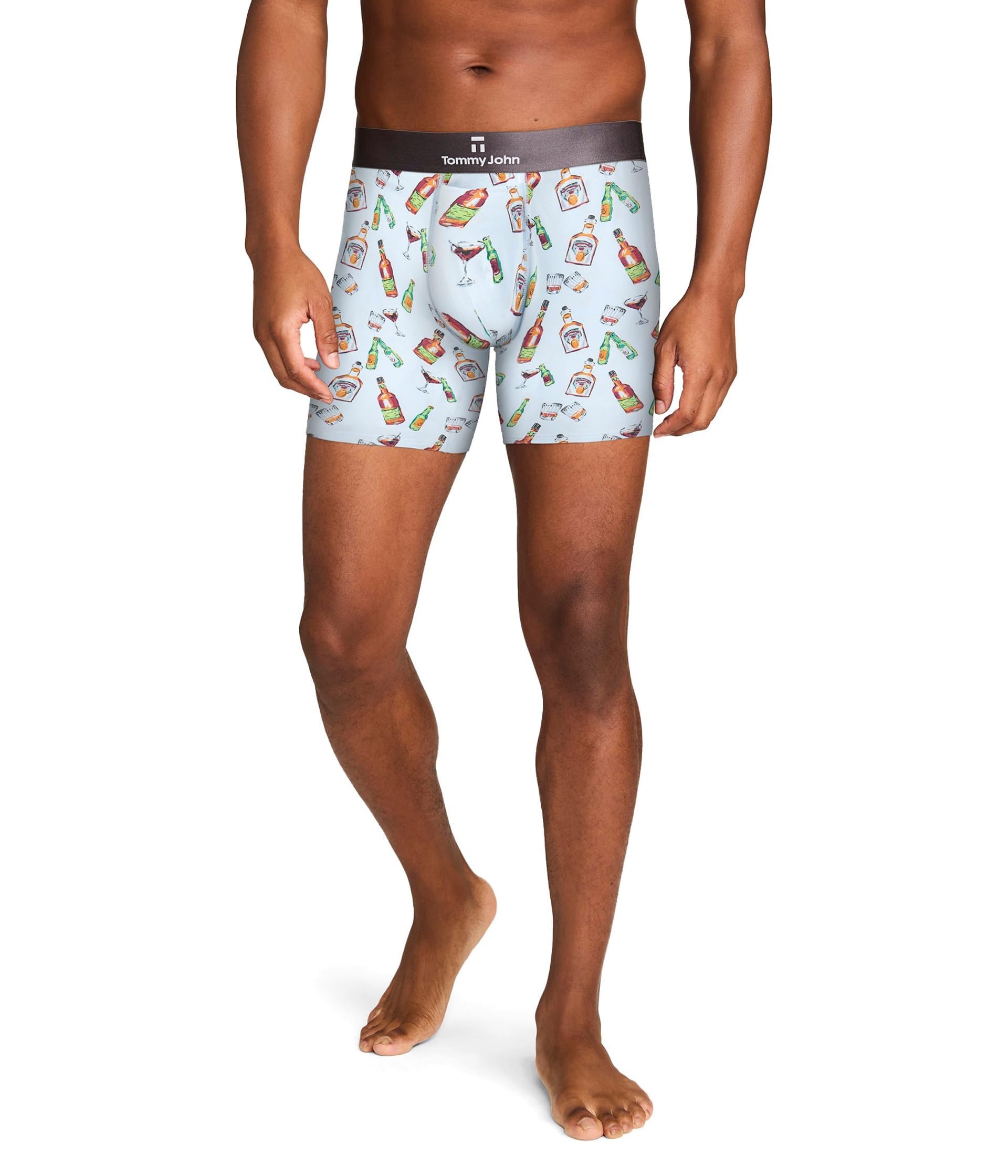 Tommy John Men's Mid-Length Boxer Briefs - Second Skin Fabric - 6" Inseam, Underwear with Contour Pouch and Quick Draw Fly