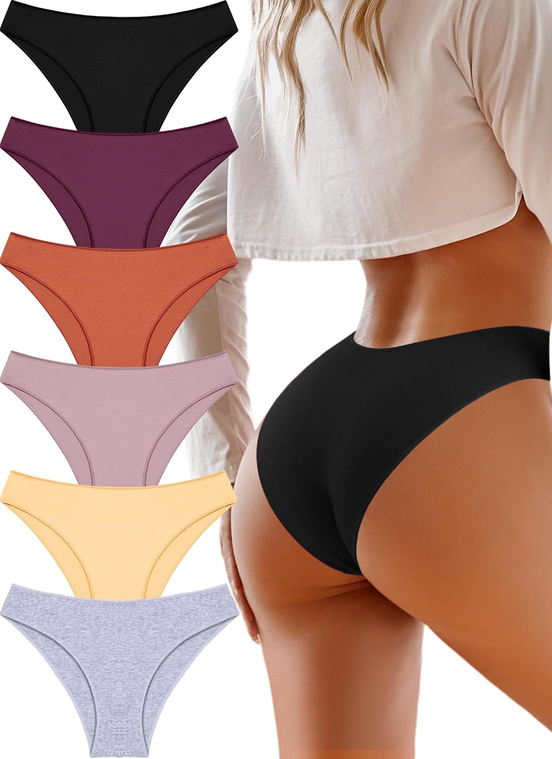 UNDER THE SEA Cotton Underwear for Women 6 Pack Sexy Bikini High Cut Breathable Cheeky Panties Underwear Womens Lingerie