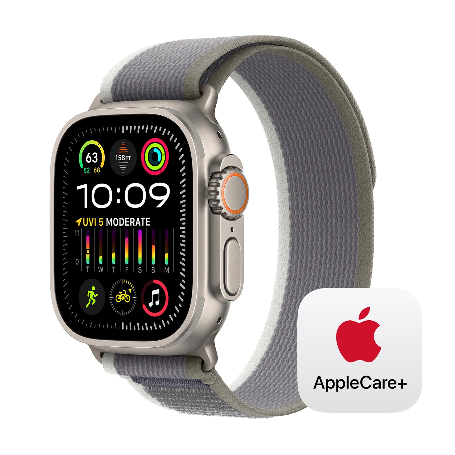 Apple Watch Ultra 2 [GPS + Cellular 49mm] Smartwatch with Rugged Titanium Case & Blue/Black Trail Loop S/M. Fitness Tracker, Precision GPS, Action Button, Extra-Long Battery Life