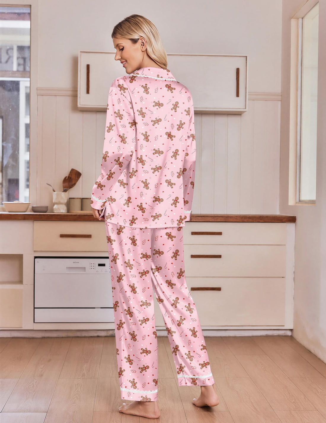 Ekouaer Satin Pajamas for Women Set 2 Piece Silk Pjs Long Sleeve Lounge Set