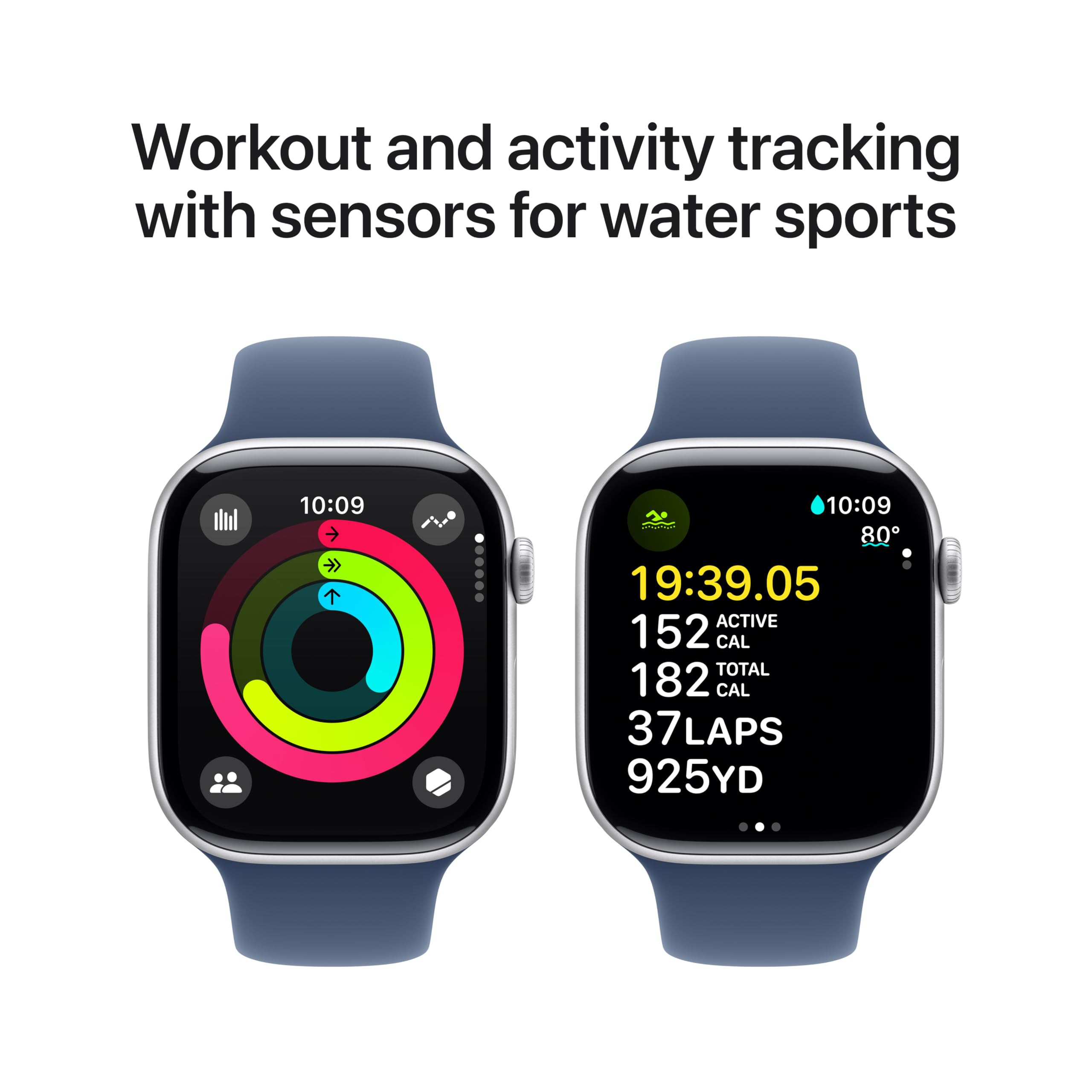 Apple Watch Series 10 [GPS 46mm case] Smartwatch with Jet Black Aluminum Case with Black Sport Band - M/L. Fitness Tracker, ECG App, Always-On Retina Display, Water Resistant