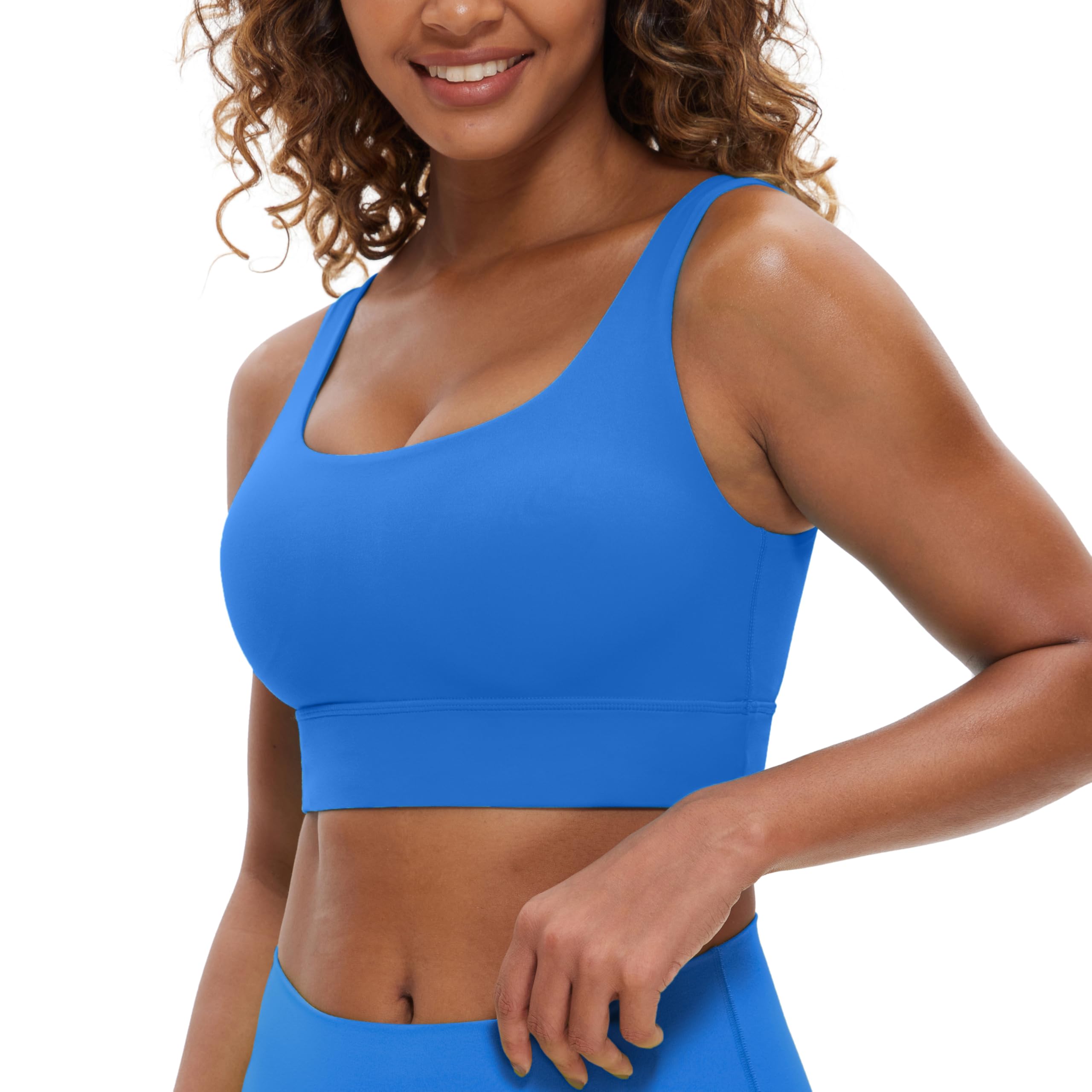 CRZ YOGA Butterluxe U Back Sports Bras | Light Support, Removable Pads, Yoga, Extremely Soft, Longline, Scoop Neck, Wide Straps, for Women