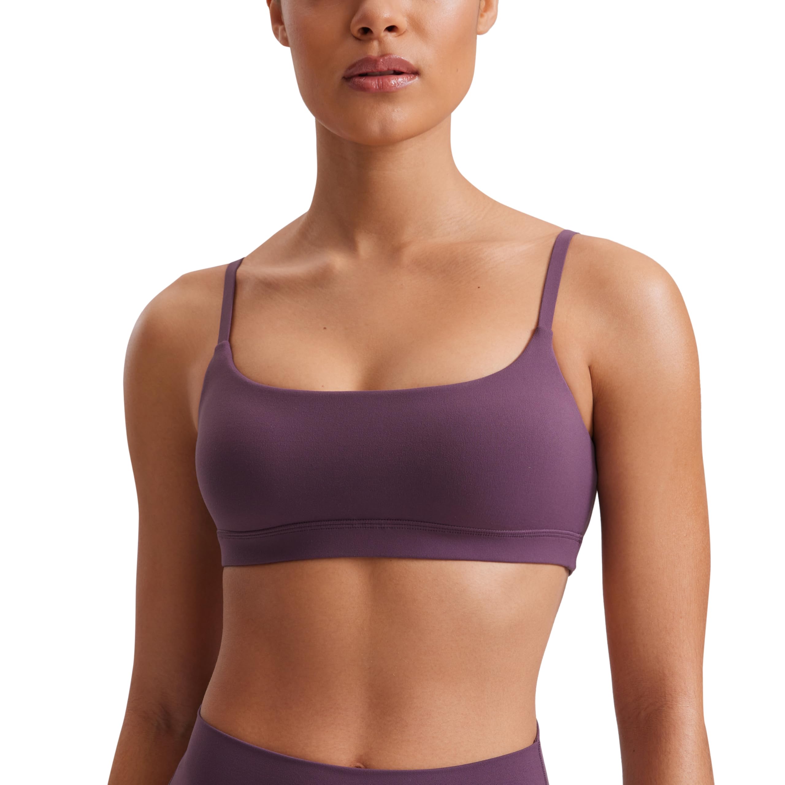 CRZ YOGA Butterluxe Scoop Neck Sports Bras | Light Support, Removable Pads, Yoga, Extremely Soft, U Back, Adjustable Spaghetti Straps, for Women