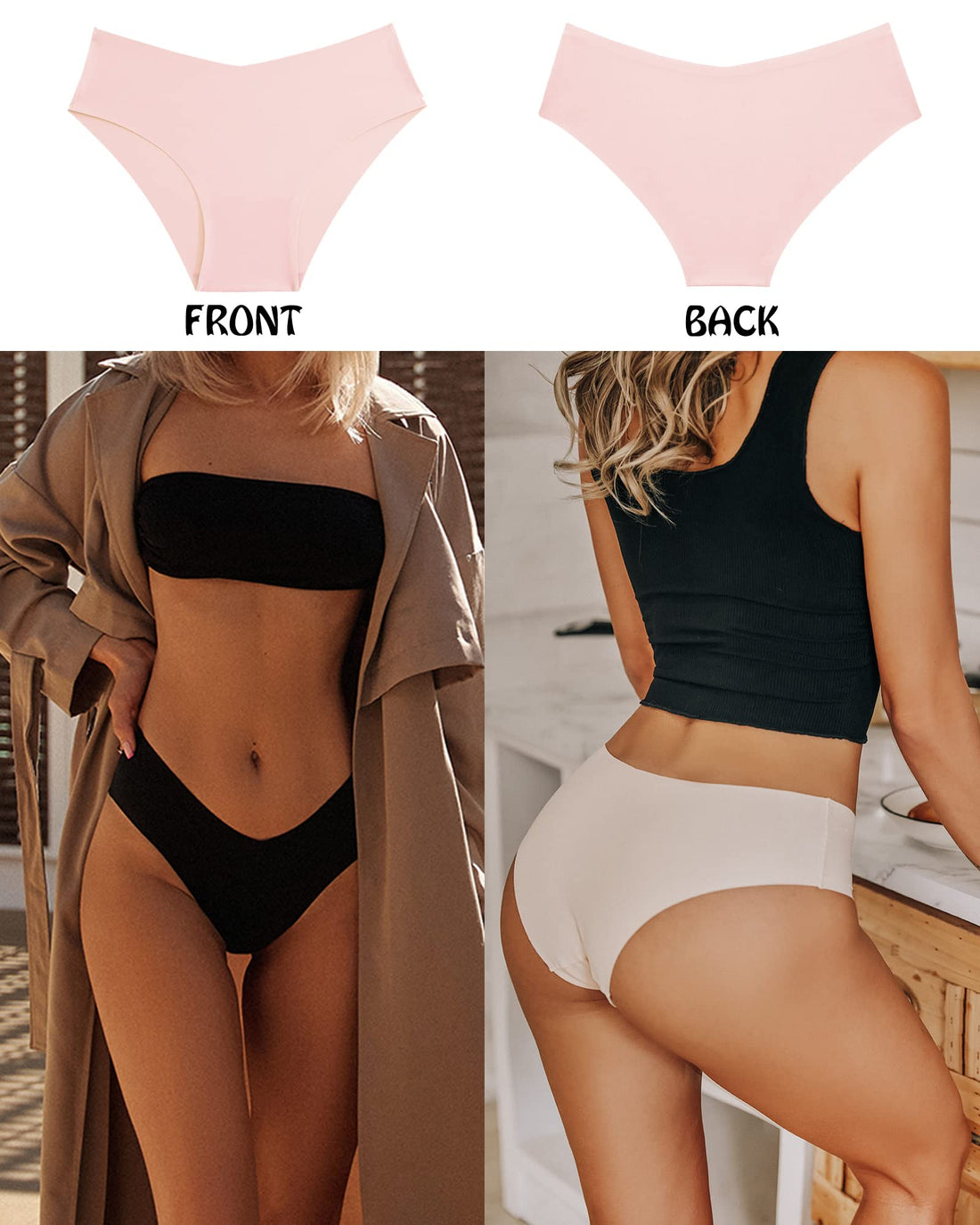 Women’s Seamless Bikini Panties Soft Stretch Invisibles Briefs No Show Hipster Underwear cheeky 9 pack XS-L