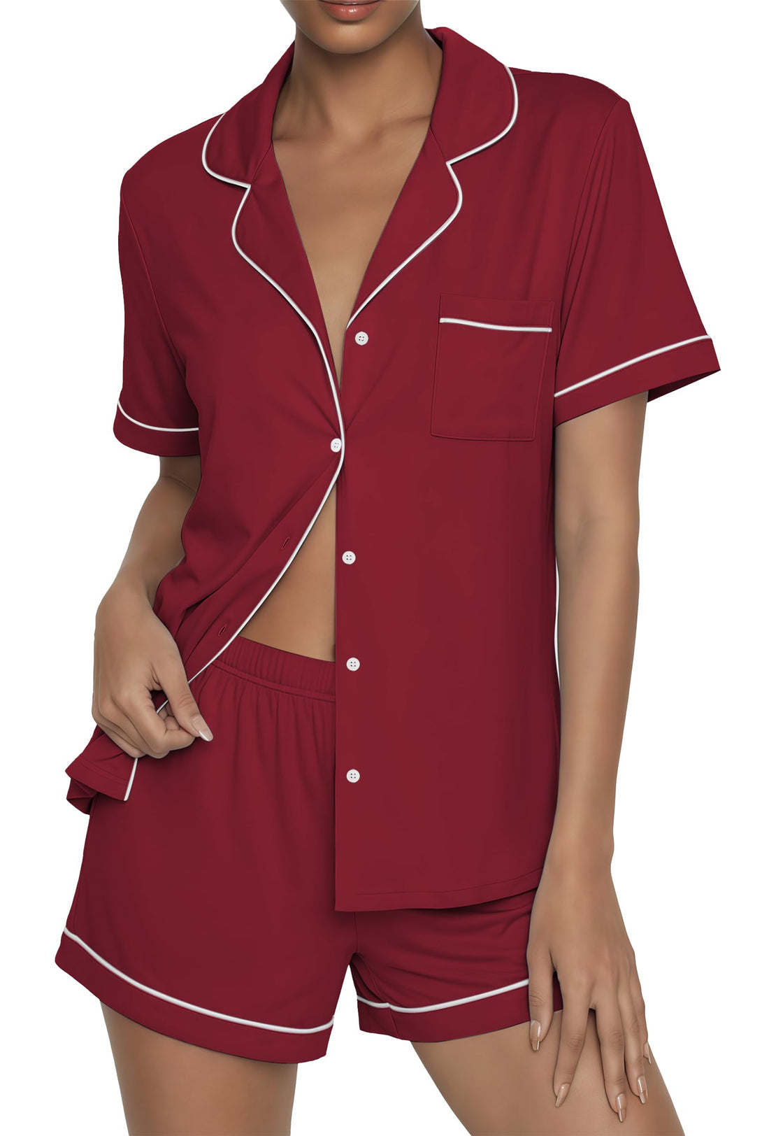 Ekouaer Womens Pajama Sets Button Up Pjs 2 Piece Short Sleeve Sleepwear