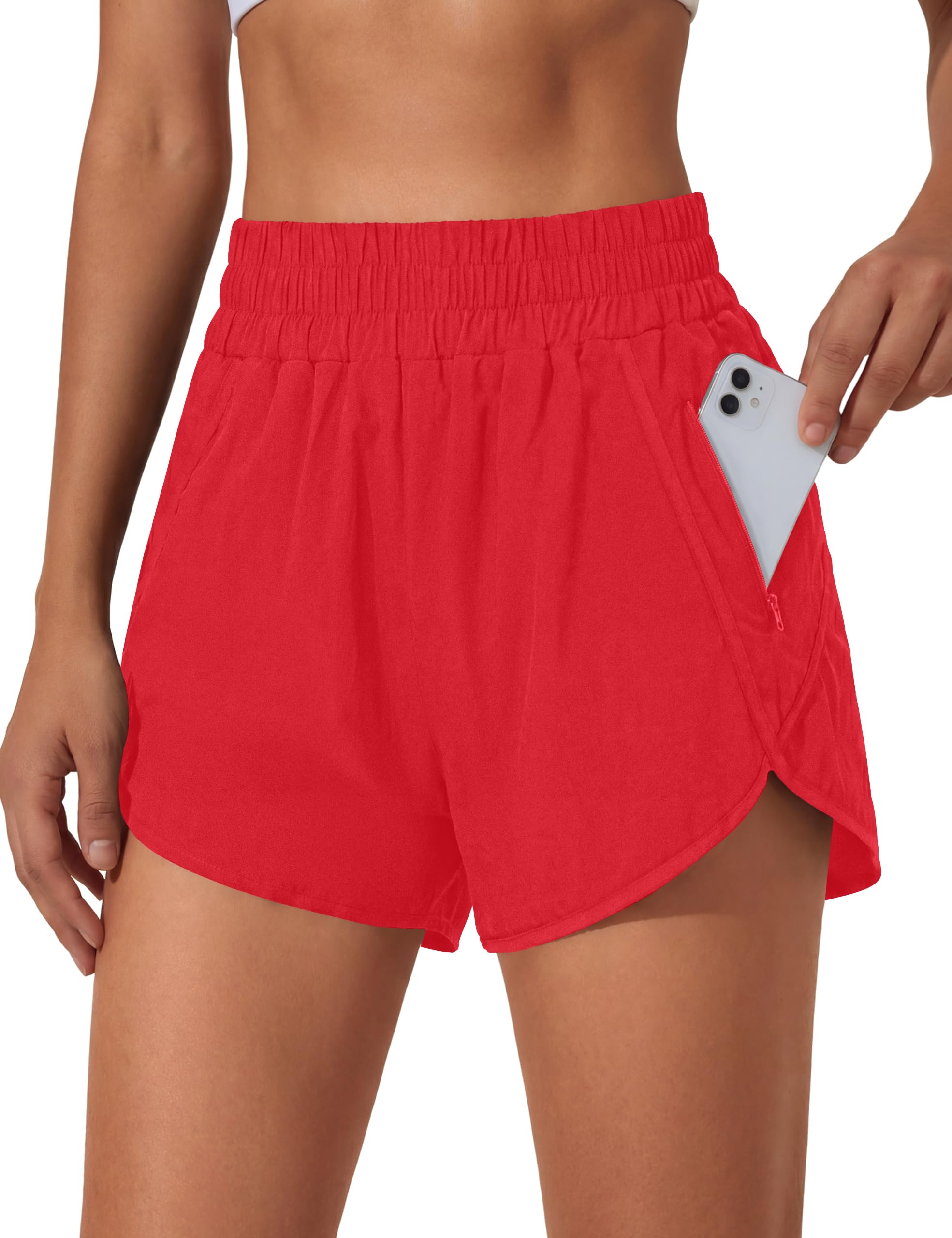 BMJL Women's Running Shorts Elastic High Waisted with Pockets, 2.5" Sporty Workout Quick Dry Athletic Shorts