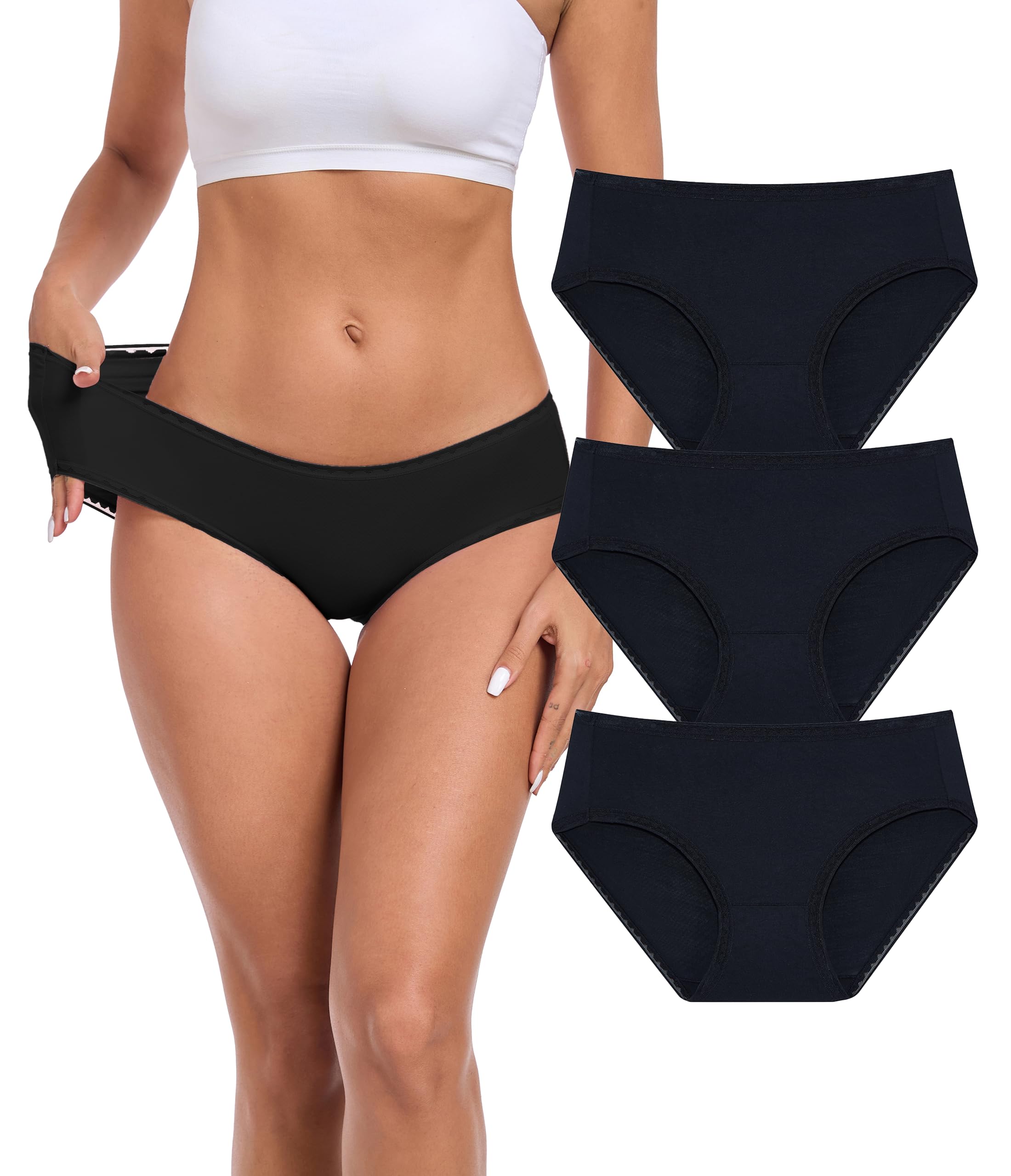ANLIQI Modal Hipster Underwear Women Soft Moisture Wicking Panties 3/6 Pack