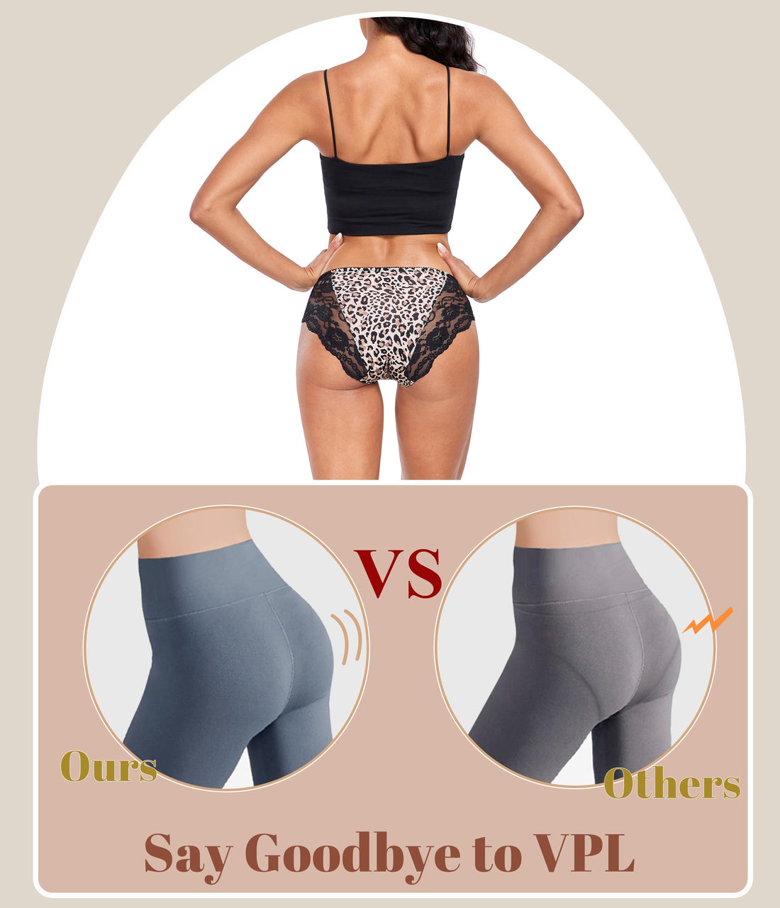 ANLIQI Leopard Print Women Underwear Lace Bikini Panties Pack Comfy Sex Hipster Soft Smooth Animal Print Brief for Ladies