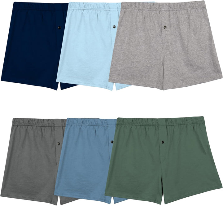 Fruit of the Loom mens Tag-free Knit Boxer Shorts, Relaxed Fit, Moisture Wicking, Assorted Color Multipacks