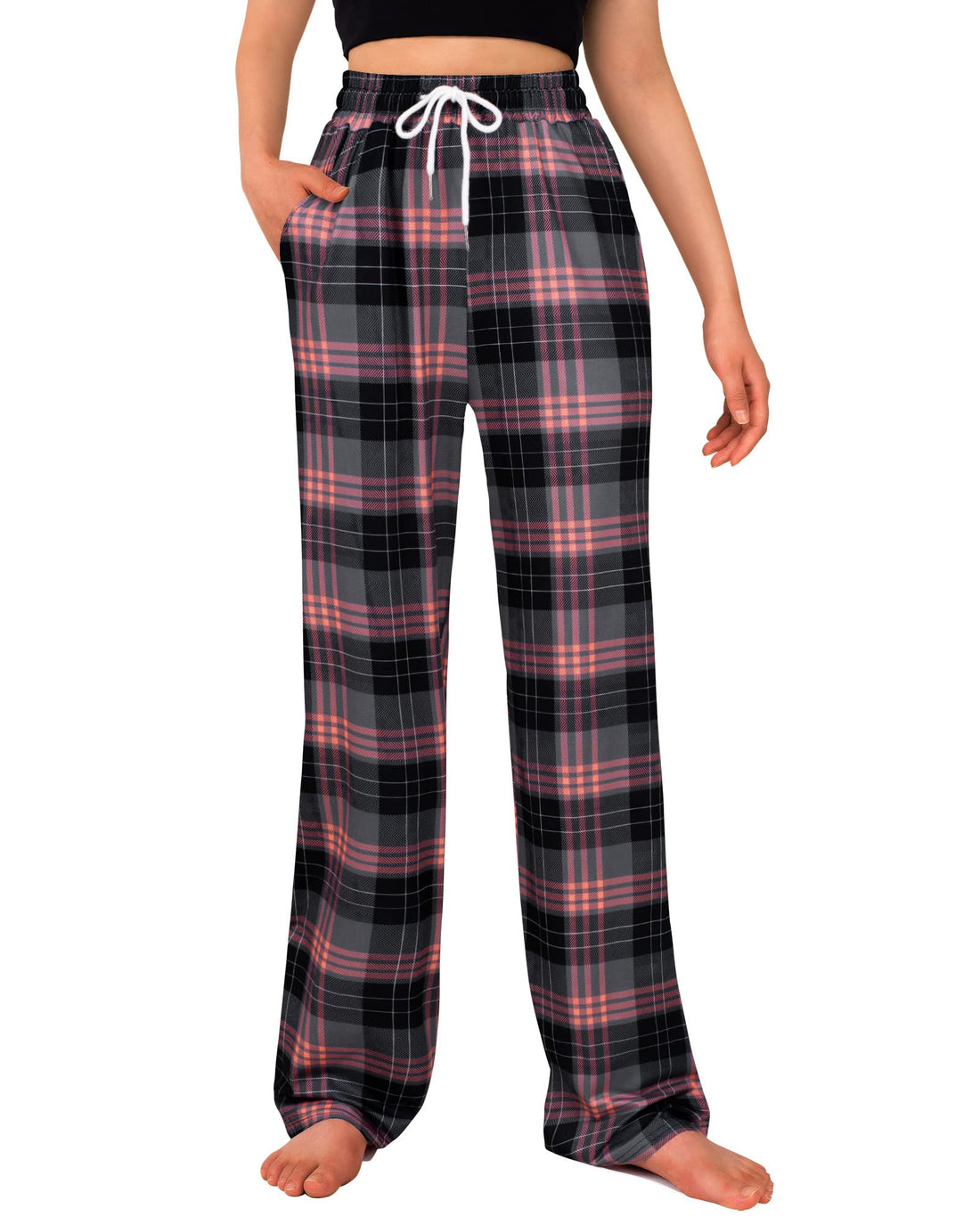 Womens Pajama Pants Plaid Stretch Comfy Lounge Pants Sleep Bottoms Y2K PJ
