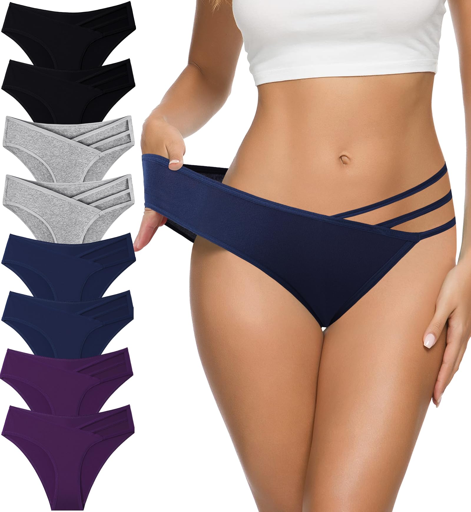 Eiggam Women's Cotton Bikini Panties,High-Cut Full Coverage Stretch Cool Underwear for Women