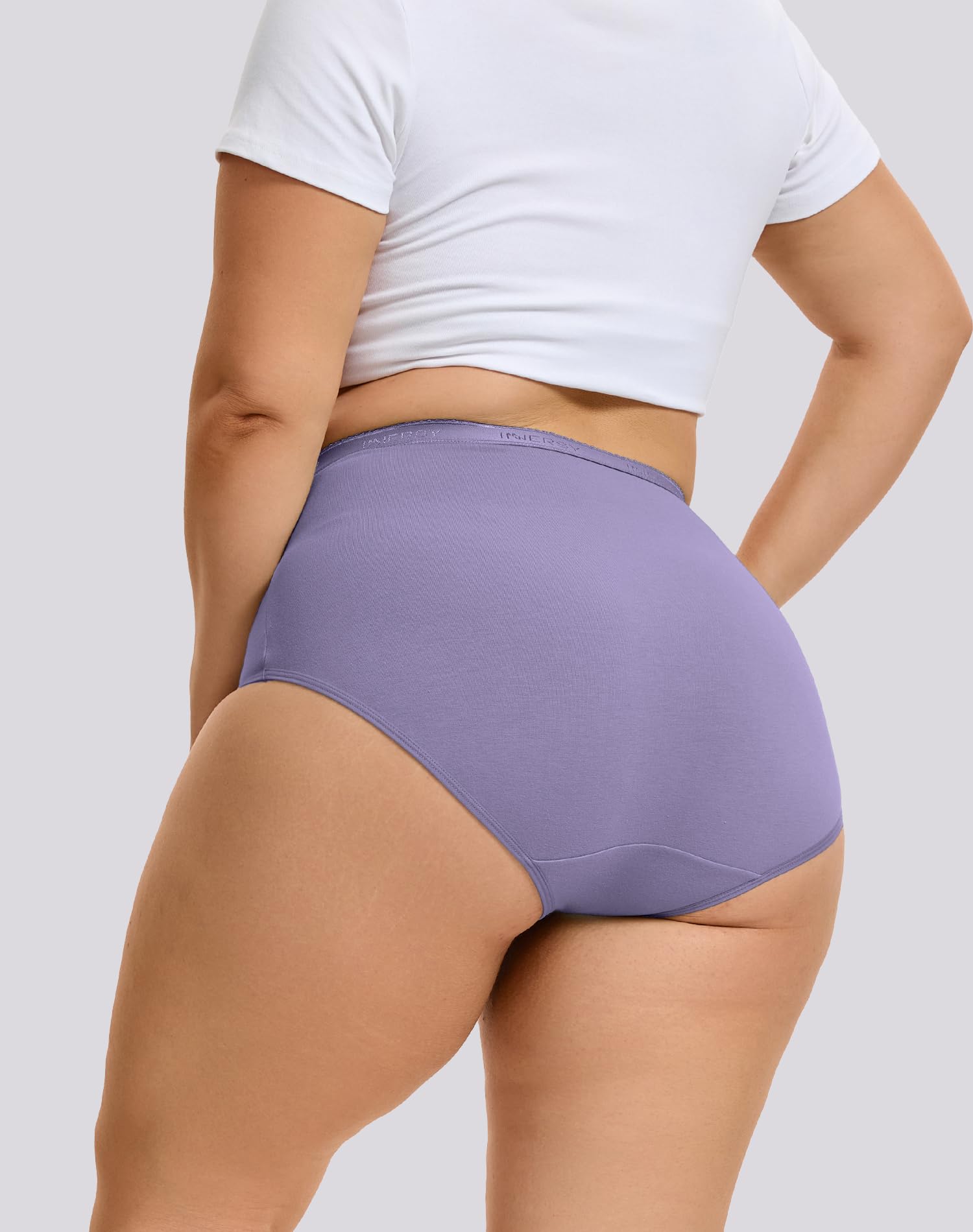 INNERSY Plus Size XL-6XL Big Curvy Woman Cotton Underwear High Waist Briefs 5-Pack