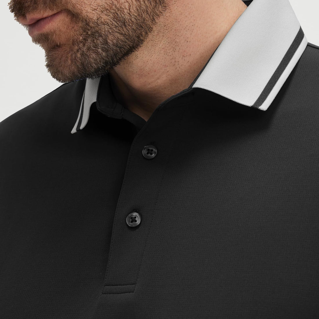 M MAELREG Golf Shirts for Men Short Sleeve with Contrast Collar & Cuffs Performance Dry Fit Stretch Solid Casual Polo Shirts