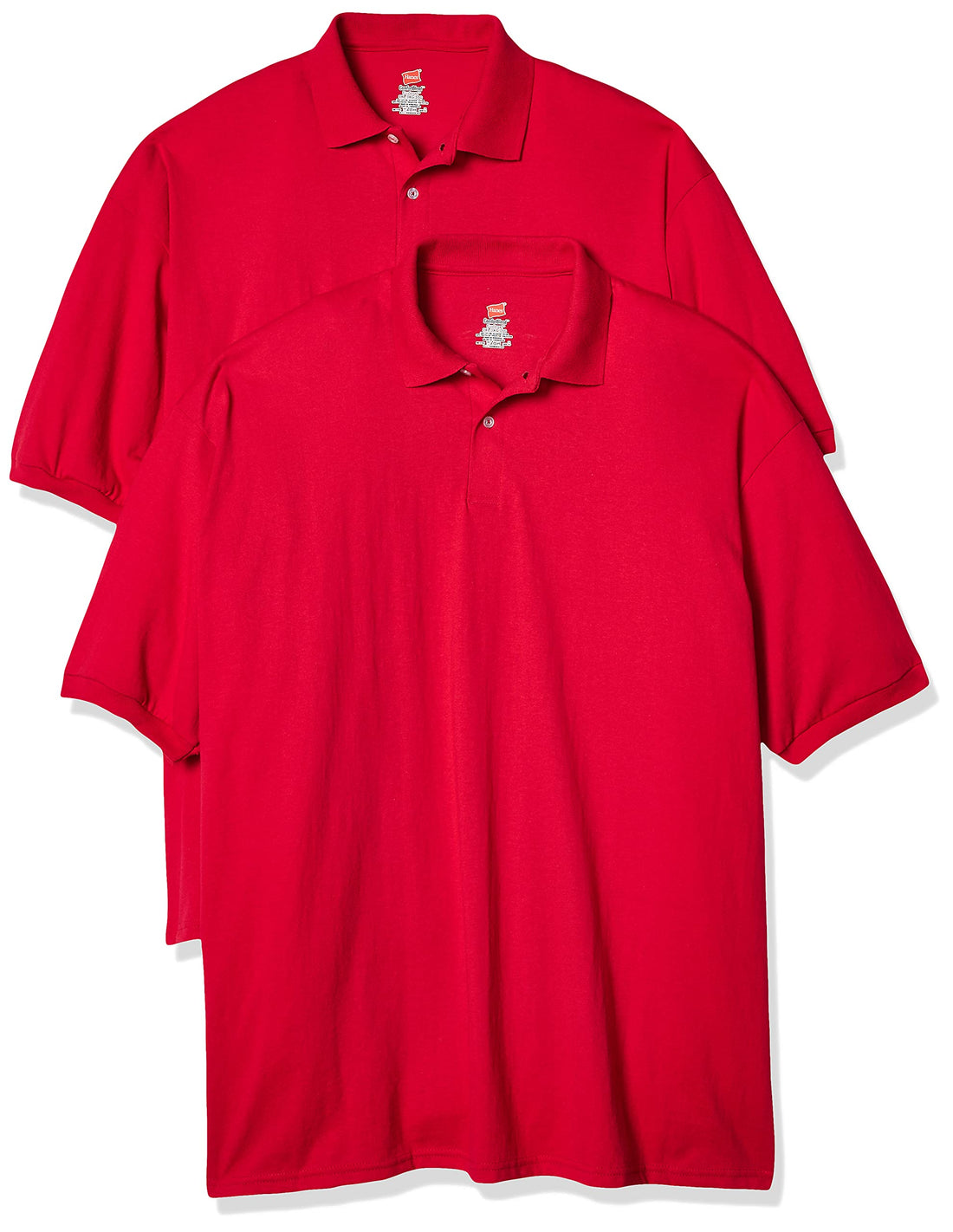 Hanes Mens EcoSmart Jersey Polo Shirt, Short-Sleeve Shirts for Men, T-Shirt, 2-Pack