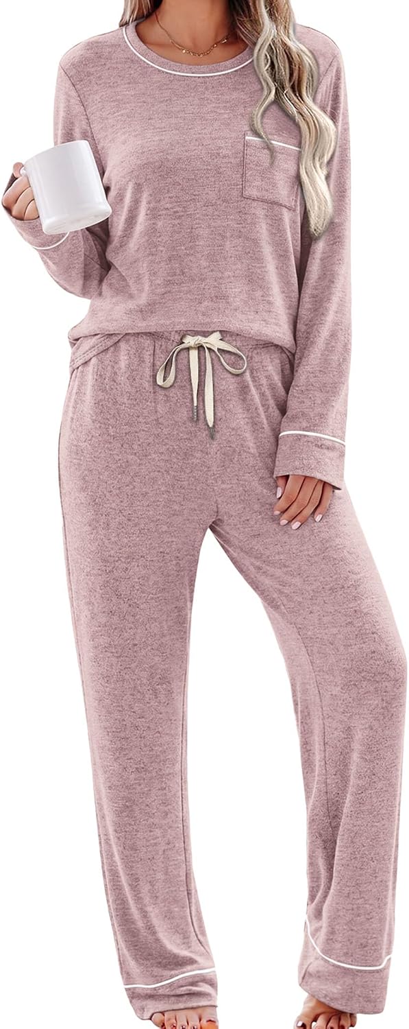WIHOLL Pajamas for Women Set Soft Pjs Long Sleeve Two Piece Lounge Sets