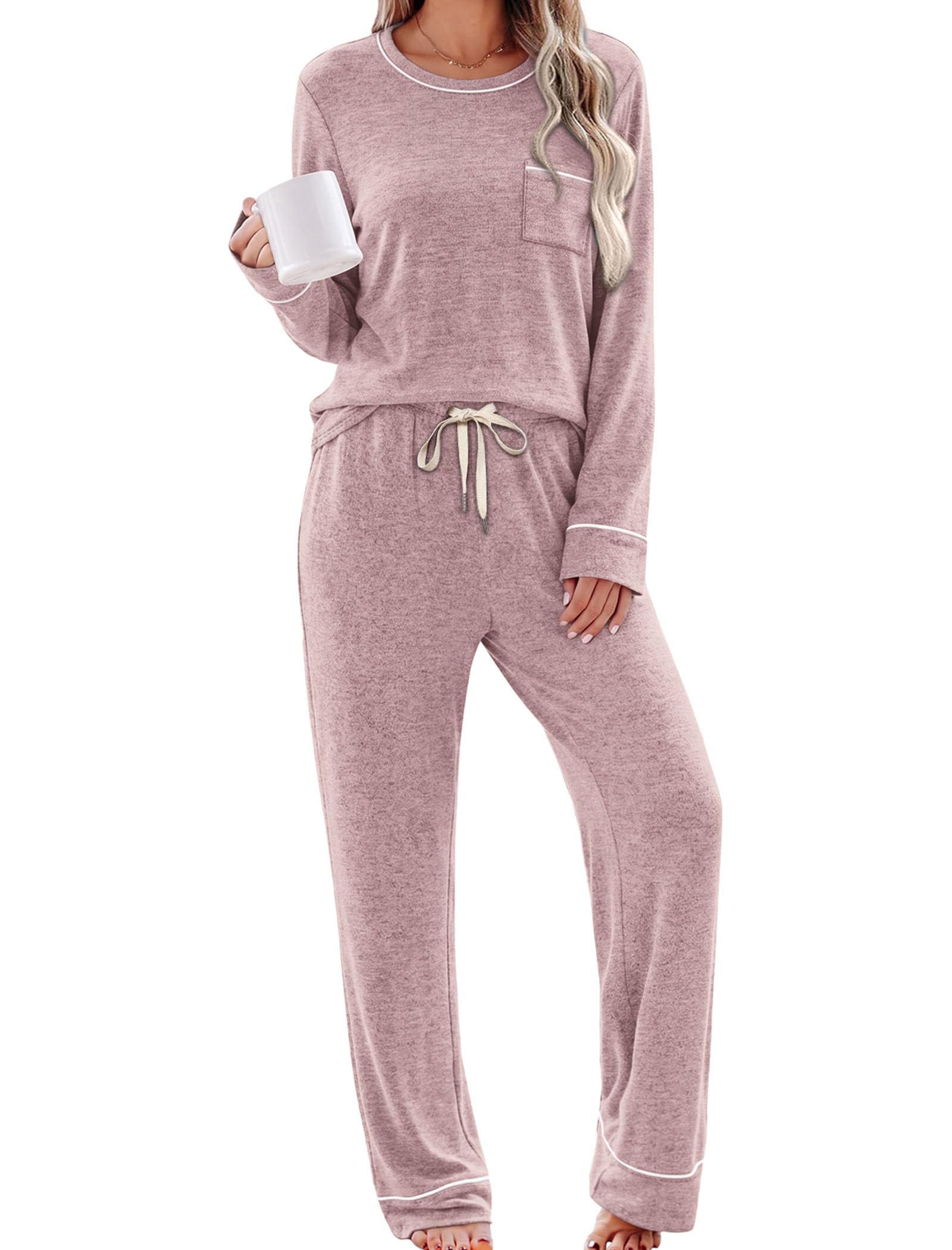 WIHOLL Pajamas for Women Set Soft Pjs Long Sleeve Two Piece Lounge Sets