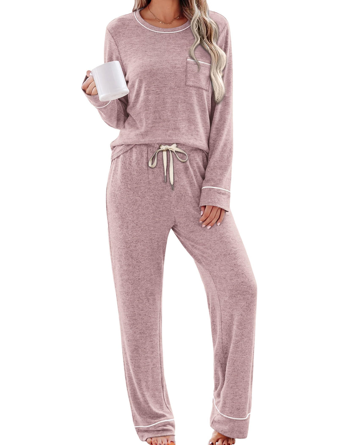WIHOLL Pajamas for Women Set Soft Pjs Long Sleeve Two Piece Lounge Sets