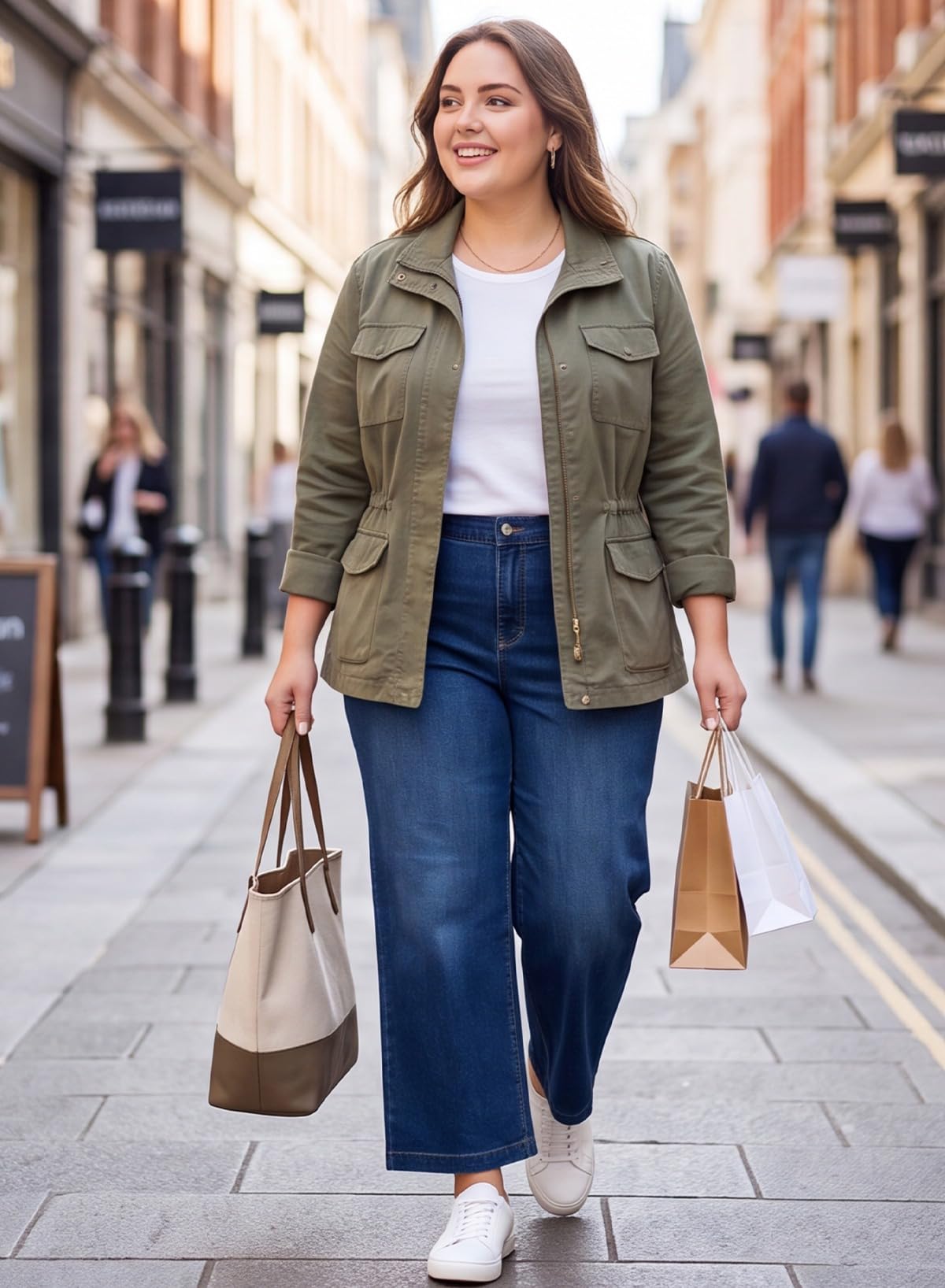 Eytino Plus Size Wide Leg Jeans for Women Elastic High Waisted Stretchy Relaxed Fit Denim Pants with Pockets(1X-5X)