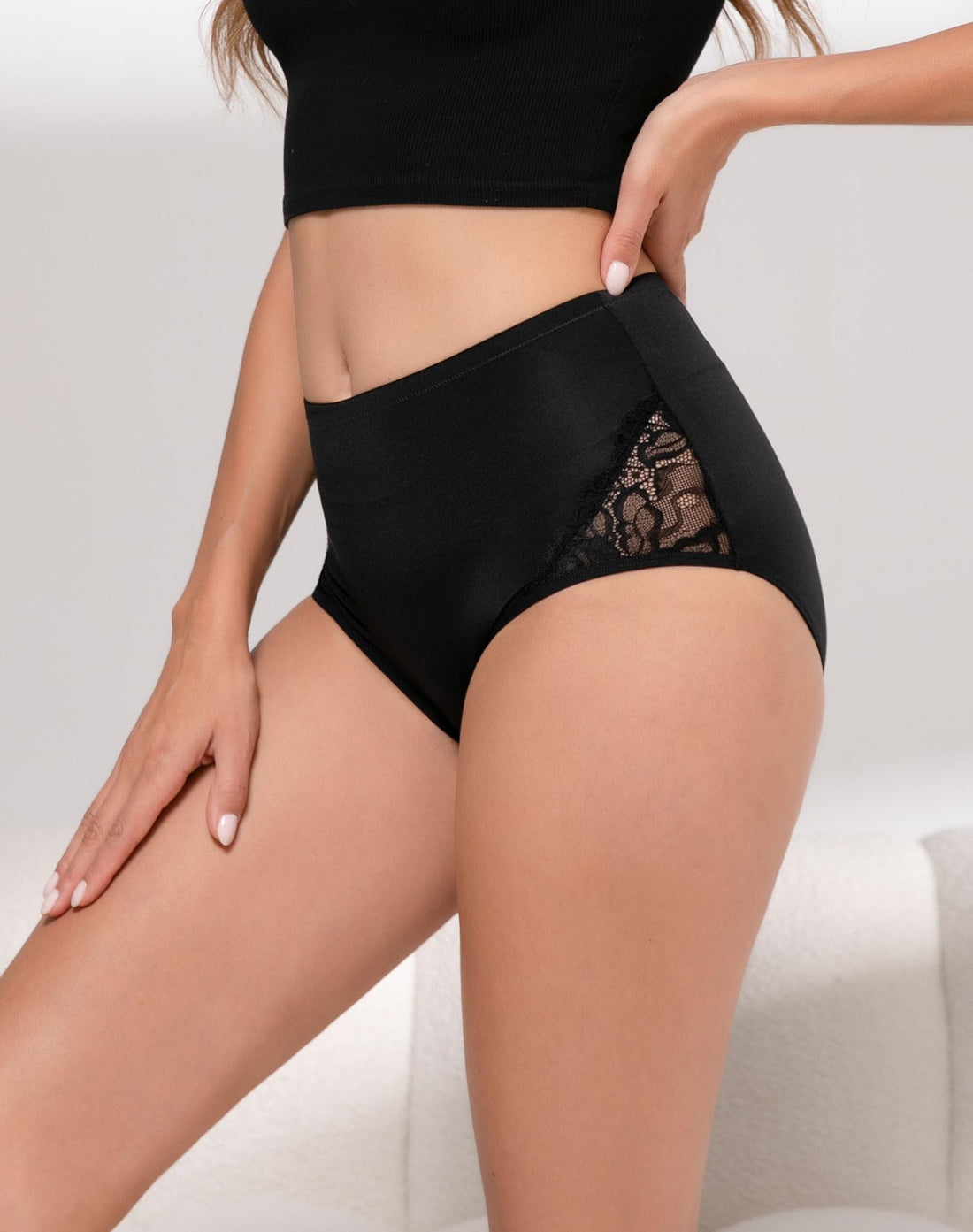 INNERSY Women's Lace Underwear Full Coverage Briefs 4 Pack | High Waisted Panties, Lightweight Stretch Nylon Blend, Quick-dry, Silky-Smooth, Breathable, Soft Cotton Crotch