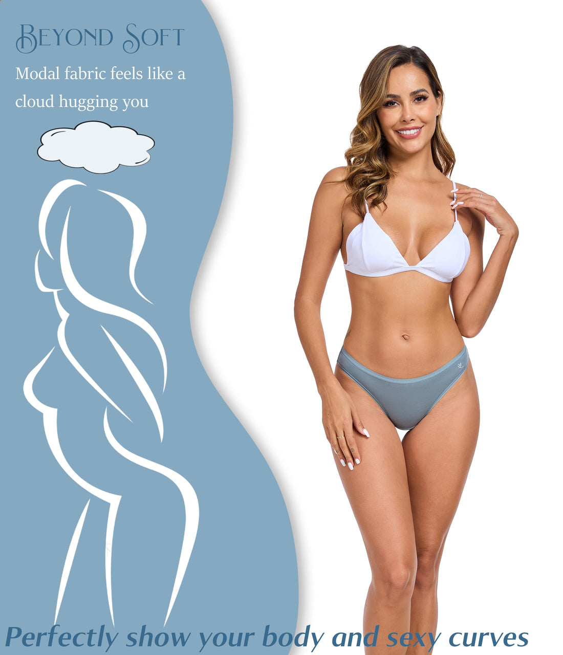 ANLIQI Modal Underwear Women Supersoft Bikini Panties for Women Pack Hi Cut Hipster Breathable Comfy Stretchy Ladies Undies