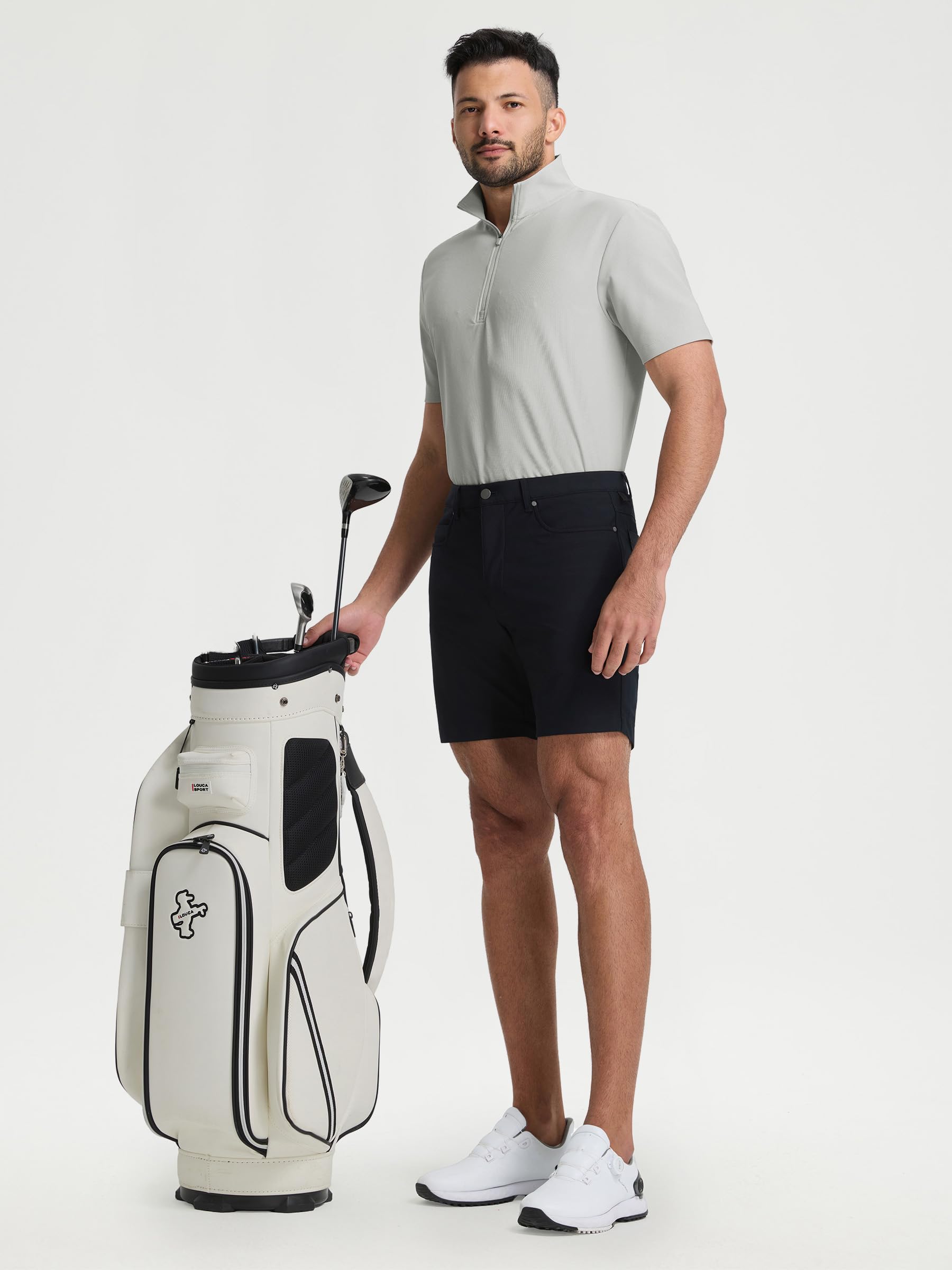 M MAELREG Golf Shirt for Men Zipper Waffle Texture Moisture Wicking Dry Fit Collared Lightweight Mens Polo Shirt Short Sleeve