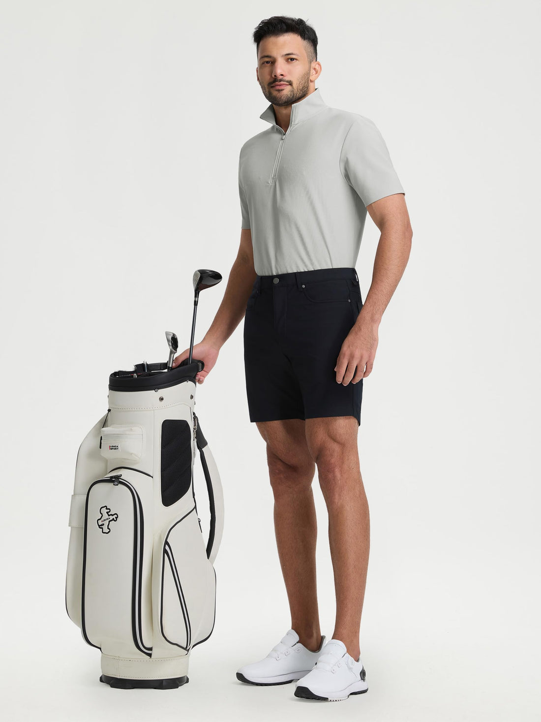 M MAELREG Golf Shirt for Men Zipper Waffle Texture Moisture Wicking Dry Fit Collared Lightweight Mens Polo Shirt Short Sleeve