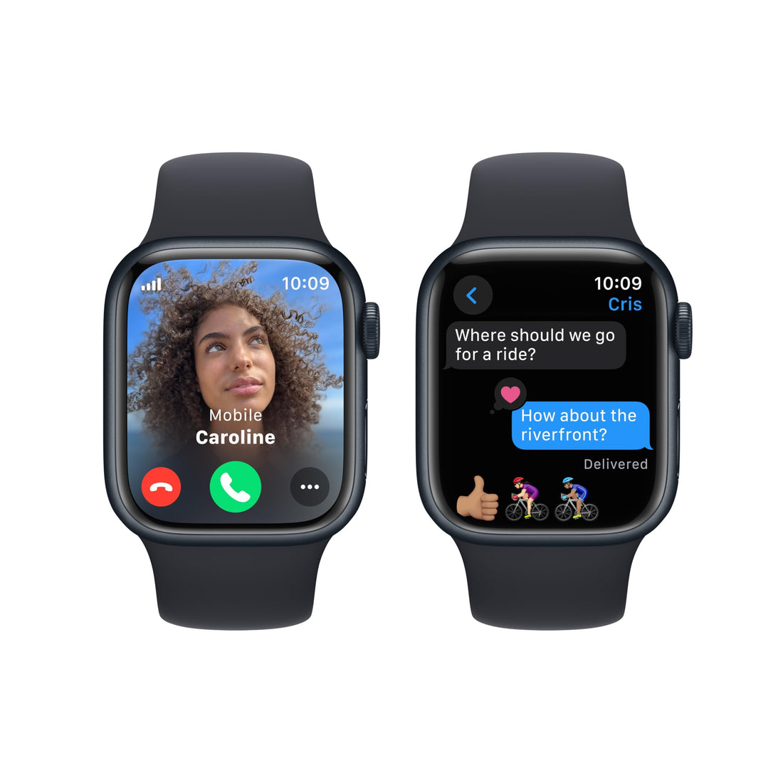 Apple Watch Series 9 [GPS 45mm] Midnight Aluminum Case with Midnight Sport Band M/L (Renewed)