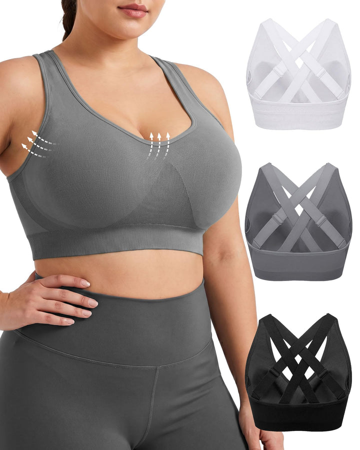 FITTIN Adjustable Sports Bra for Large-Bust: Adjust Support for Workout | No More Settling Dial in Your Perfect Fit Full Coverage No Spillage for Gym & Yoga - for C–DDD Cup Plus Size Large Bust Women