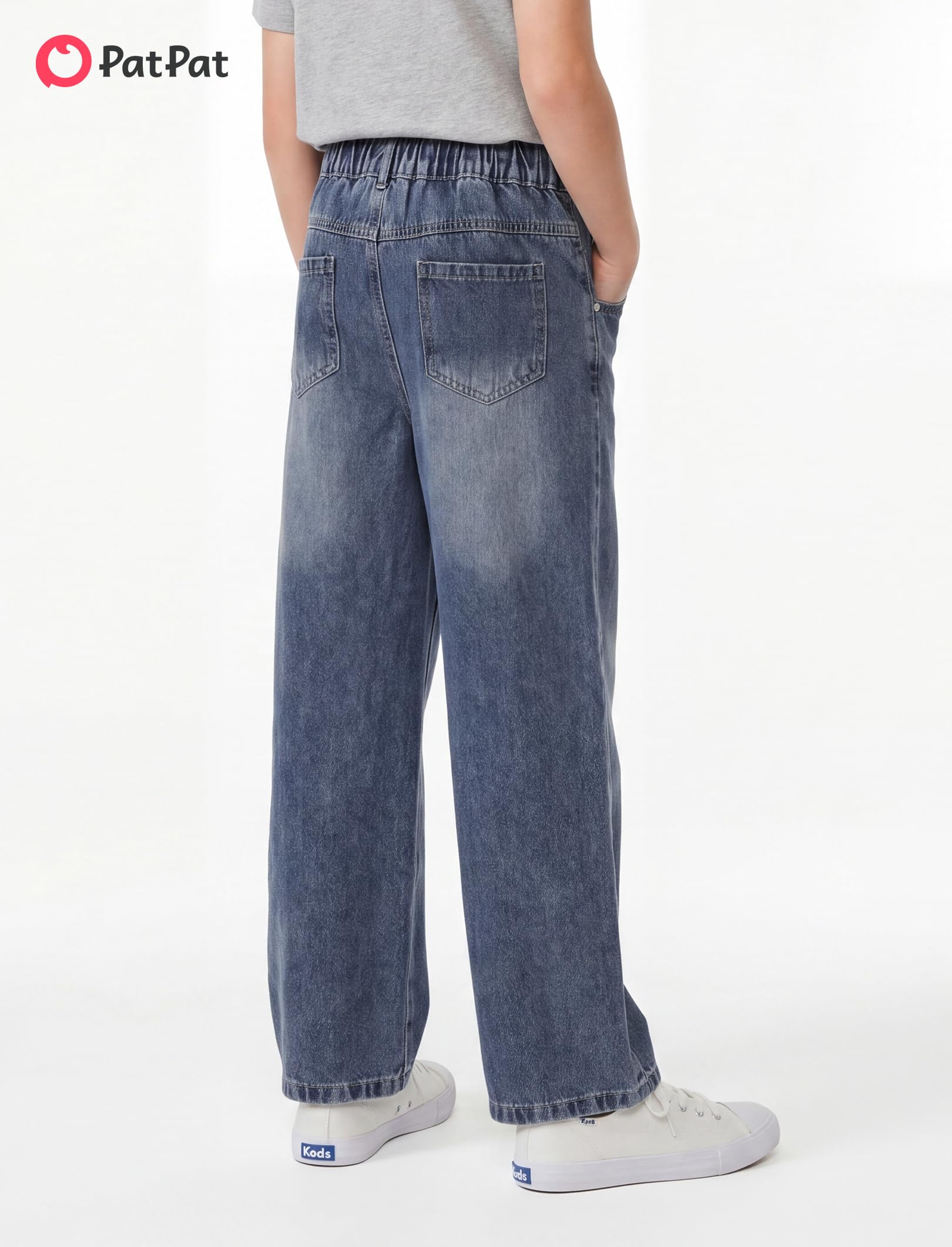 PATPAT Boys Baggy Jeans, Classic Straight Leg Jeans for Boys, 5-14 | Comfort & Breathable Boys' Jeans, Elastic Baggy Pants for Growing Child, School Attire, Outdoor, Gift Giving