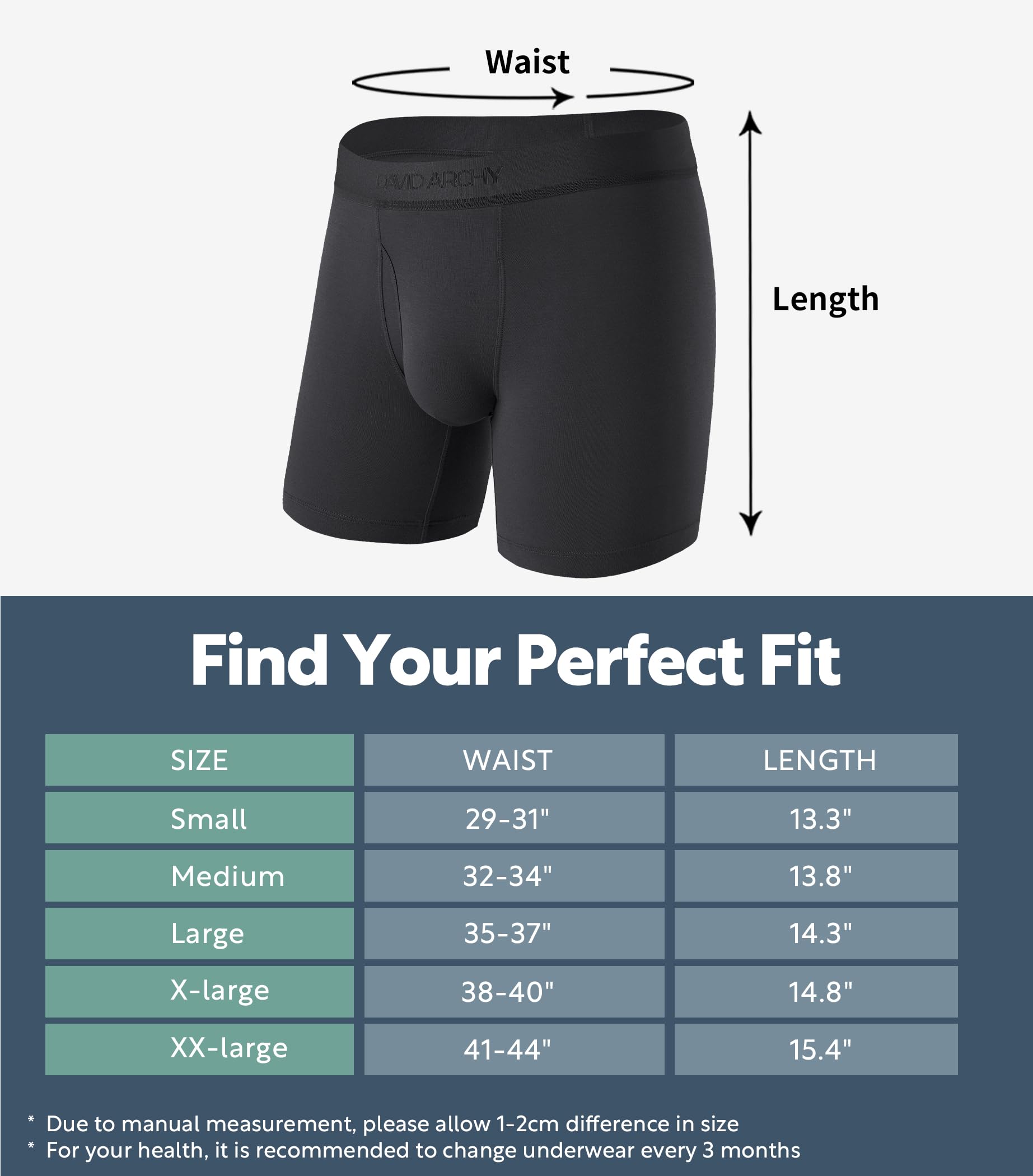 DAVID ARCHY Mens Underwear Breathable Silky Soft Modal Boxer Briefs for Men Pack 4, Wide Waistband No Ride Up