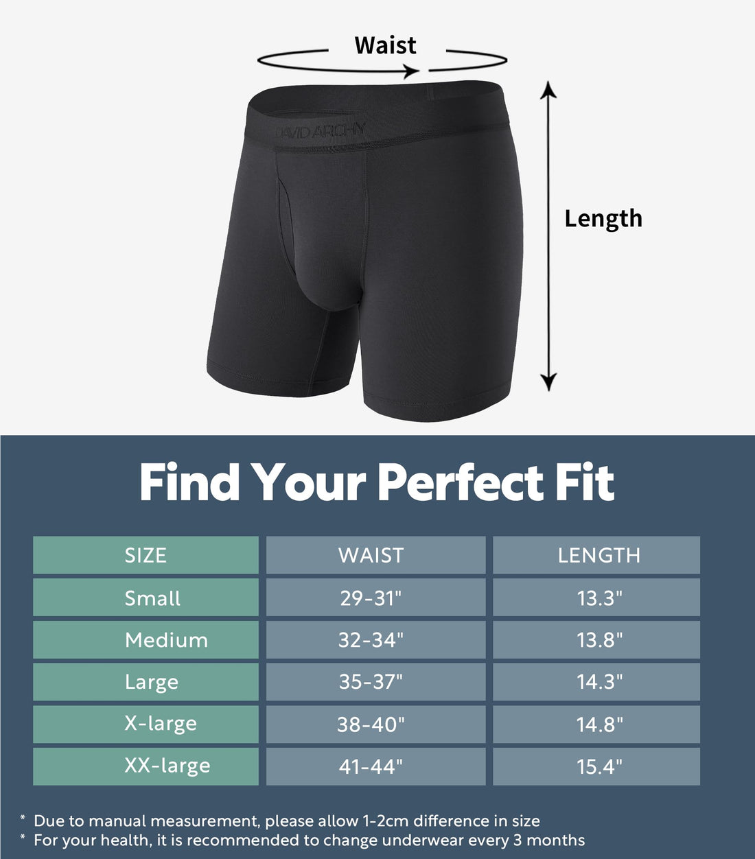 DAVID ARCHY Mens Underwear Breathable Silky Soft Modal Boxer Briefs for Men Pack 4, Wide Waistband No Ride Up