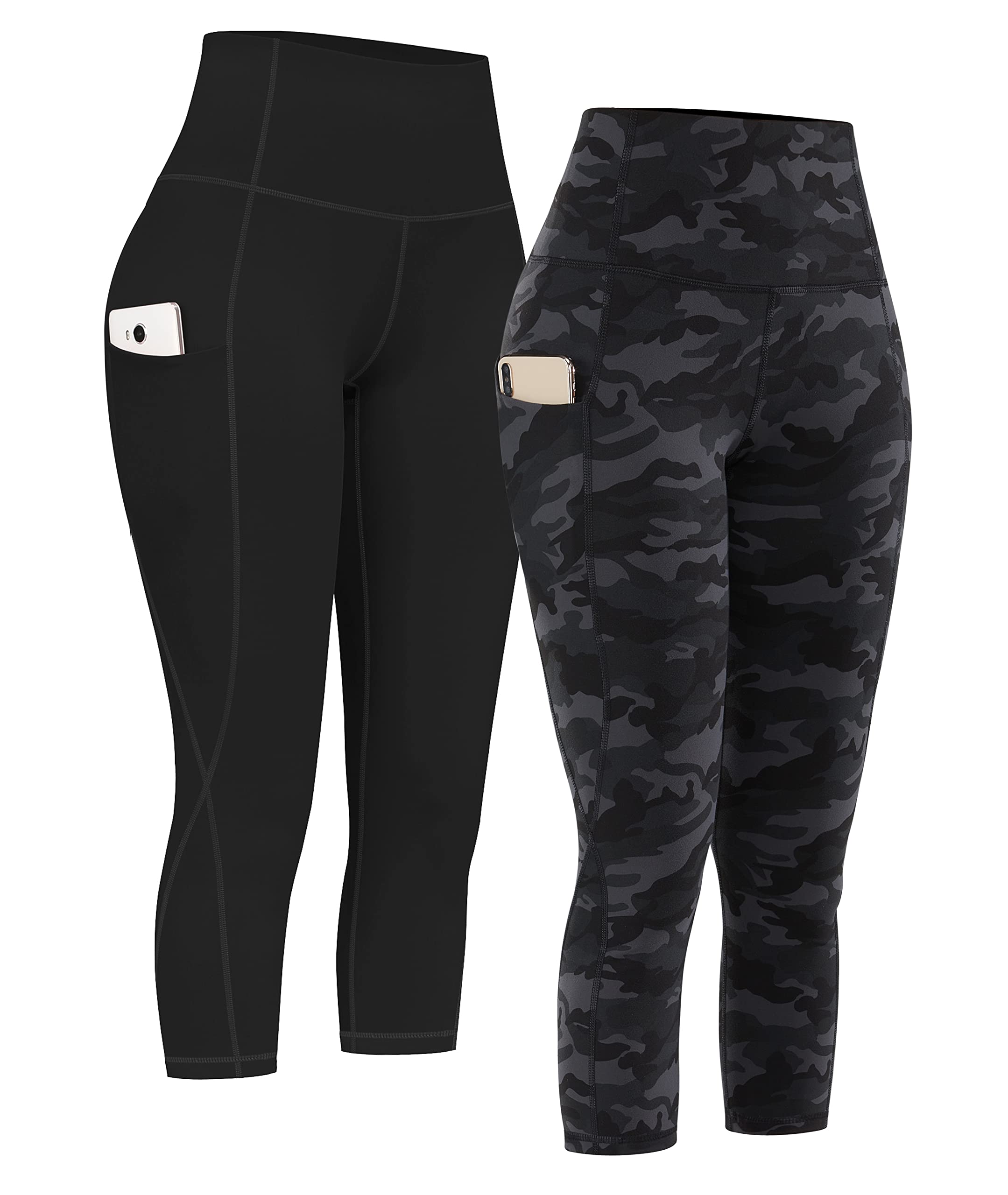 PHISOCKAT 2 Pack High Waist Yoga Pants with Pockets Tummy Control Leggings | Compression Leggings For Women,Non See-Through,4 Way Stretch,Breathable Fabric, Workout Leggings