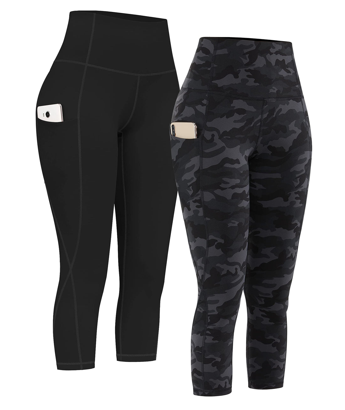 PHISOCKAT 2 Pack High Waist Yoga Pants with Pockets Tummy Control Leggings | Compression Leggings For Women,Non See-Through,4 Way Stretch,Breathable Fabric, Workout Leggings