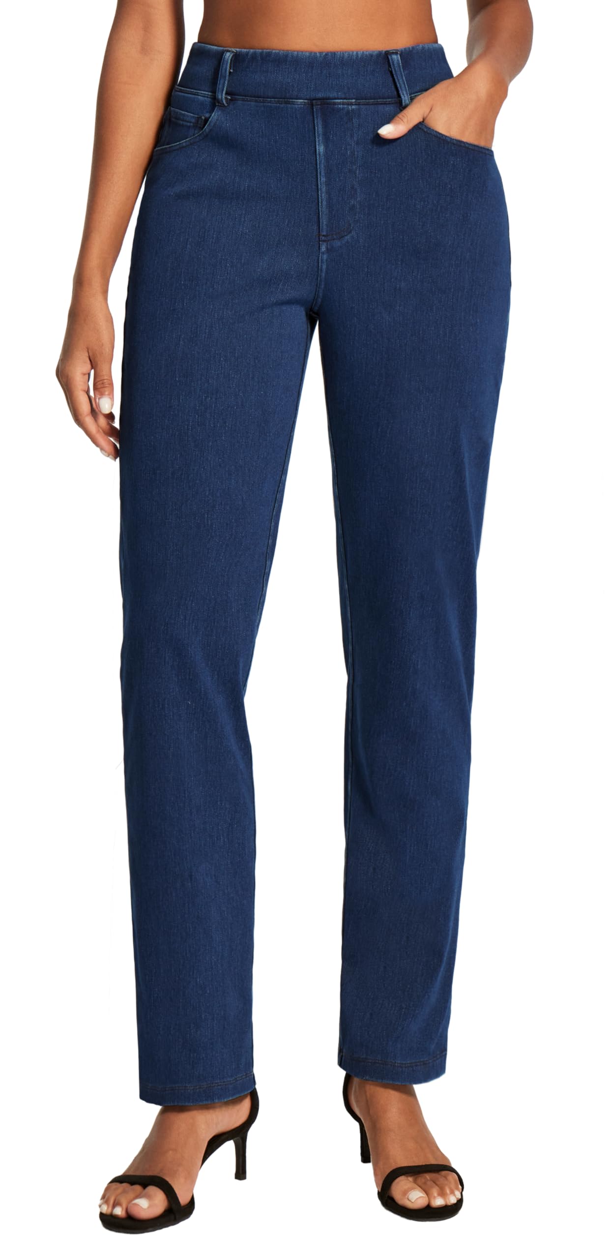 IUGA Straight Leg Jeans for Women Stretchy Pull On Sweatpant Jeans Women High Waisted Bootcut Jean Trendy Denim Pants