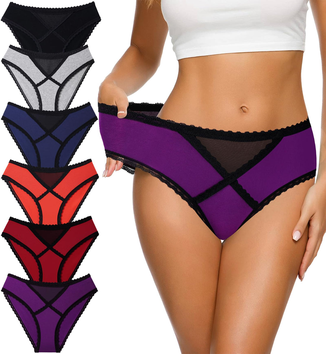 Eiggam Women's Cotton Bikini Panties,High-Cut Full Coverage Stretch Cool Underwear for Women