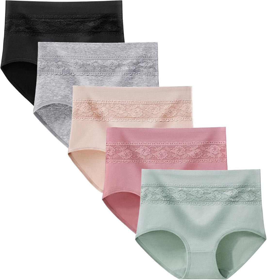 Women's Underwear Cotton Tummy Control High Waisted Underwear Soft Breathable Full Coverage Panties Multipack