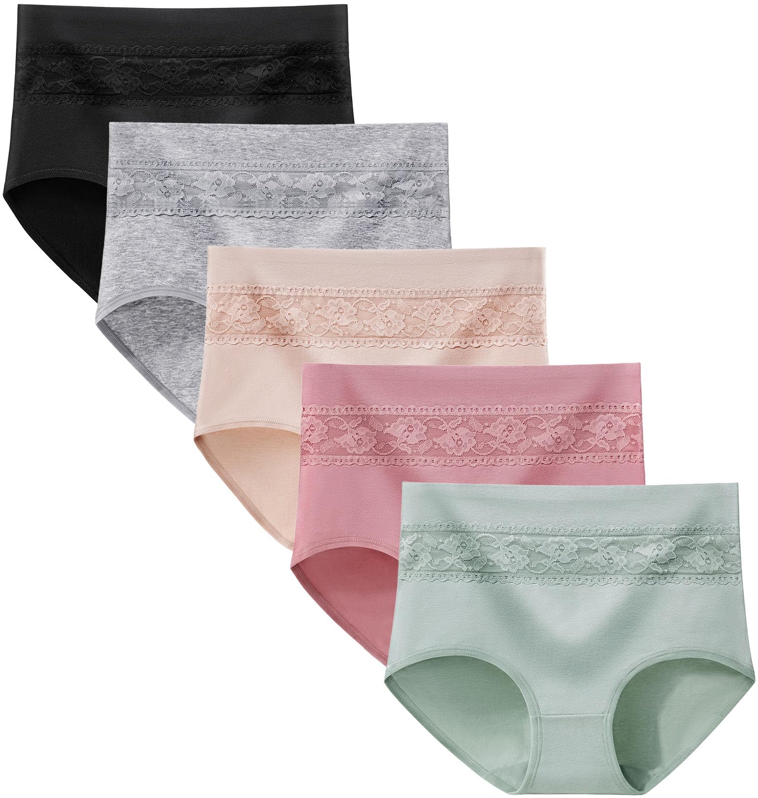 Women's Underwear Cotton Tummy Control High Waisted Underwear Soft Breathable Full Coverage Panties Multipack
