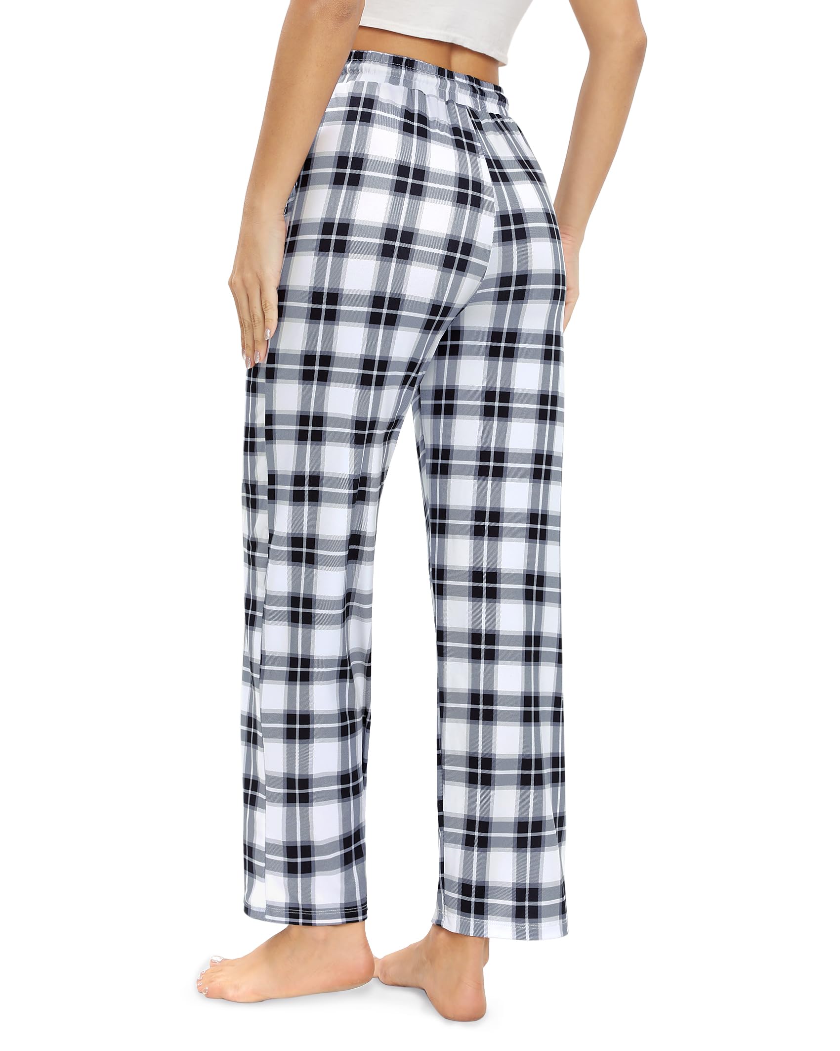 Womens Pajama Pants Plaid Stretch Comfy Lounge Pants Sleep Bottoms Y2K PJ
