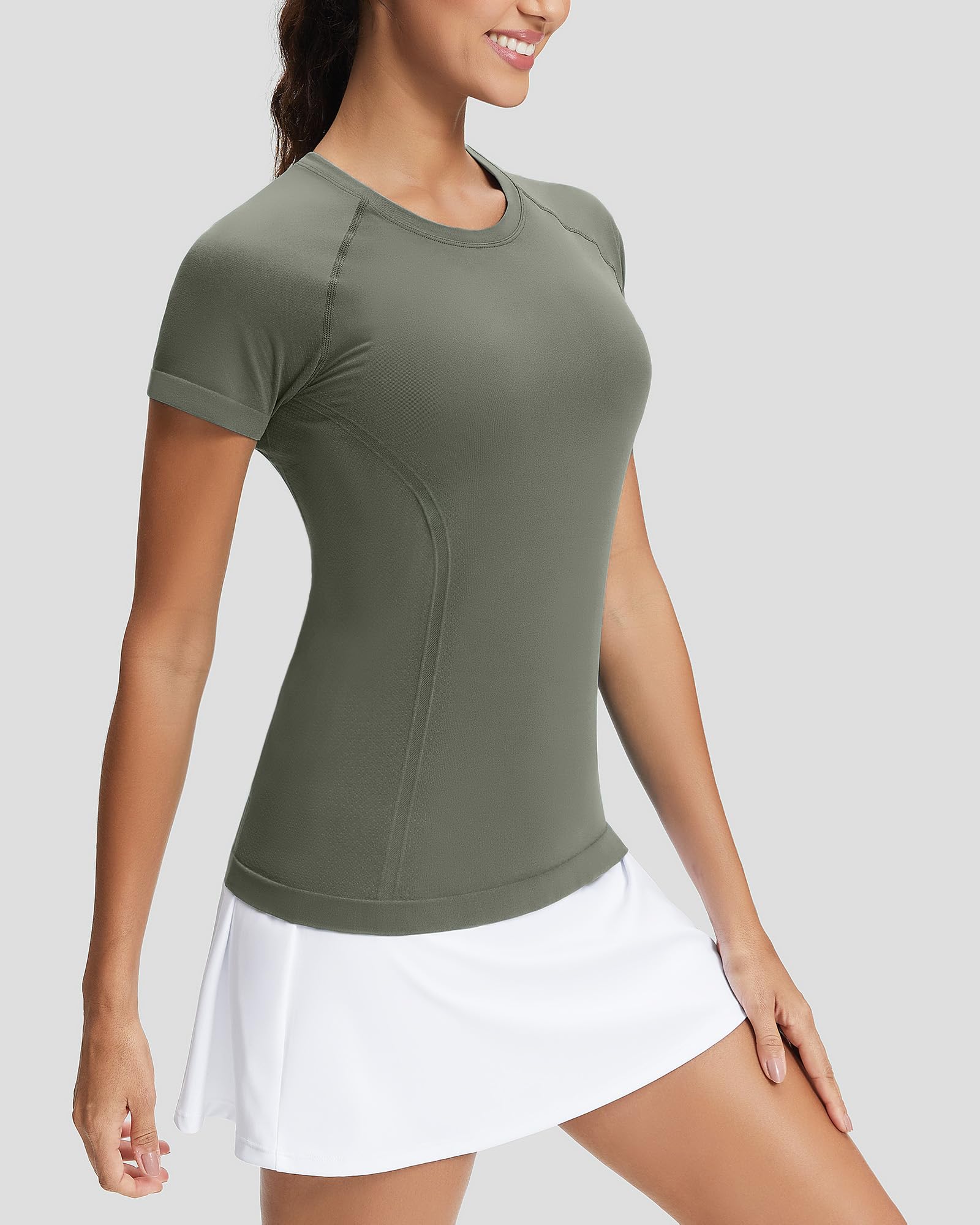 Stelle Womens Workout Tops Short Sleeve Seamless Athletic Shirts Yoga Gym Running T-Shirts