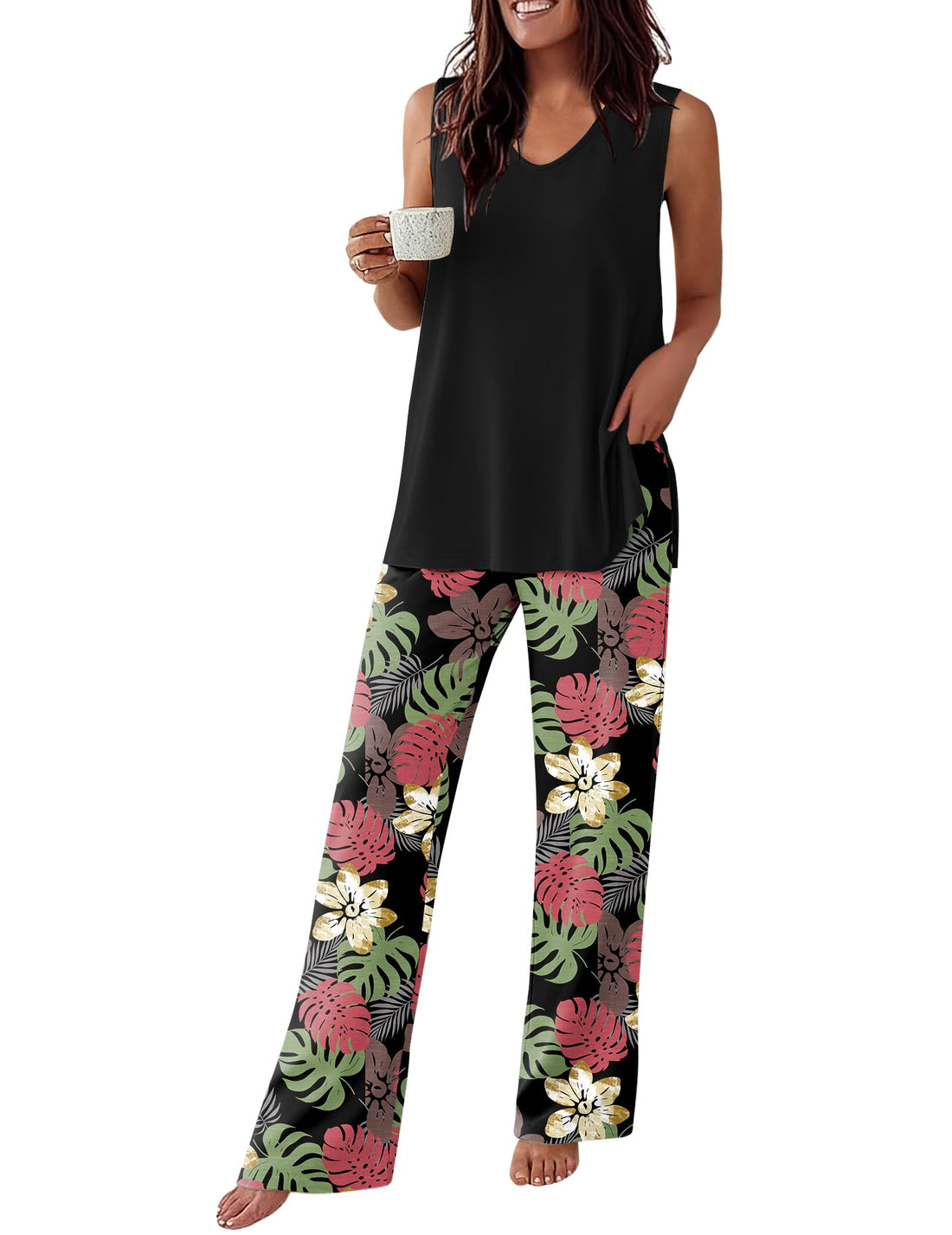 Ekouaer Womens Pajamas Set Sleeveless Lounge Sets Tank Top and Pants Pjs