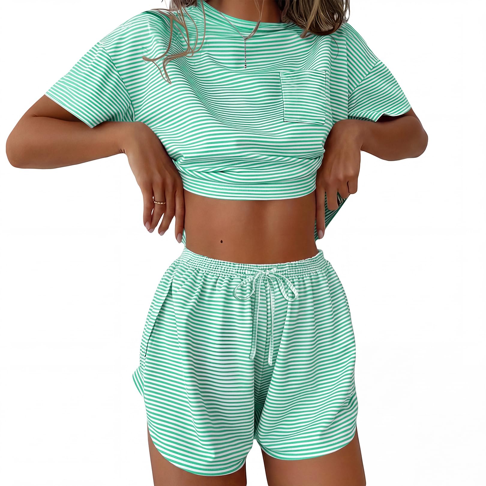 Ekouaer Womens Pajama Sets Sexy Lounge Sets Side Split Short Pj Sets