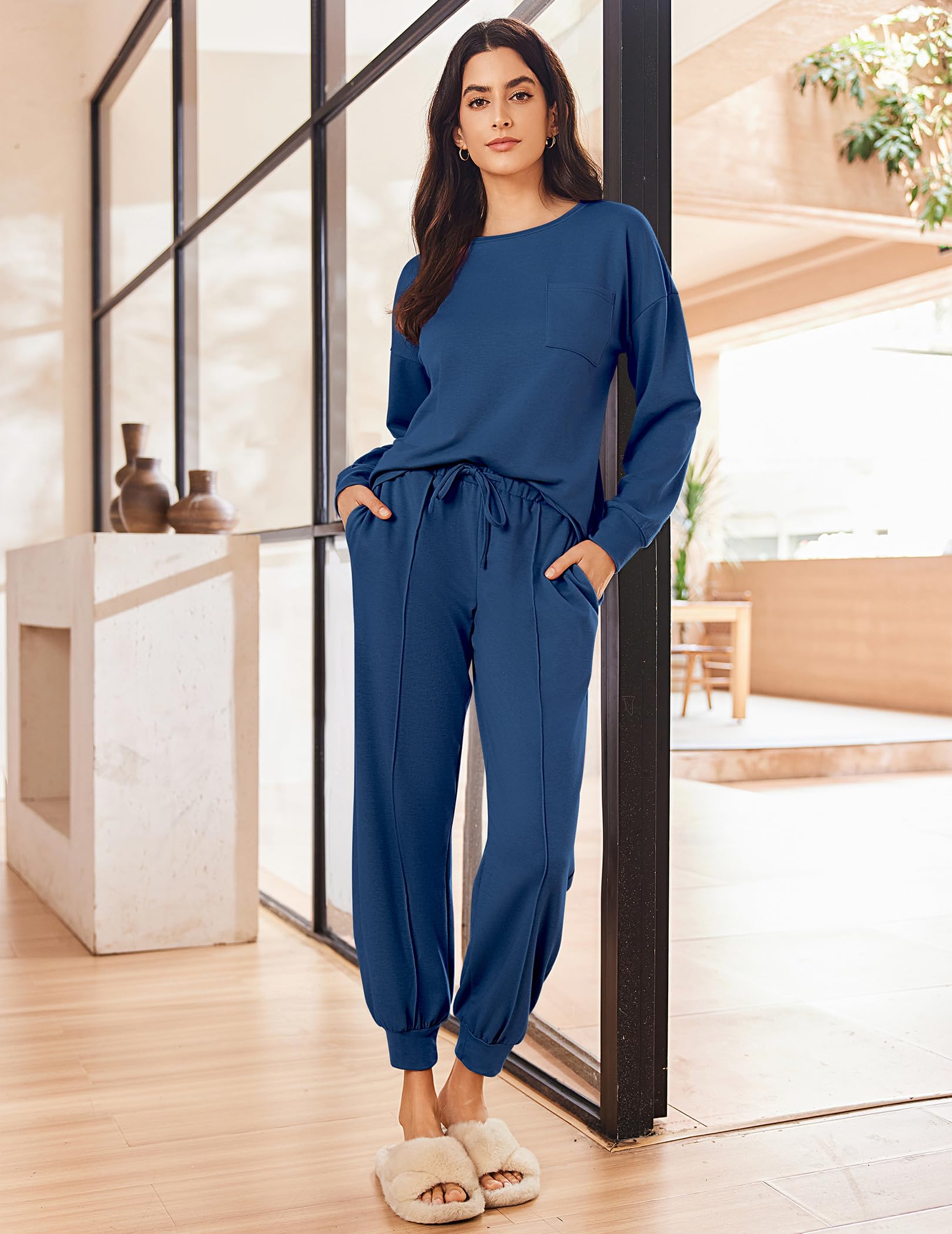 Ekouaer Lounge Sets for Women 2 Piece Jogger Pants Pajamas