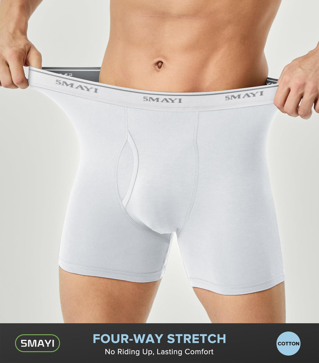 5Mayi Men's Underwear Boxer Briefs Cotton Regular Long Mens Boxer Briefs Underwear Men Pack S M L XL XXL