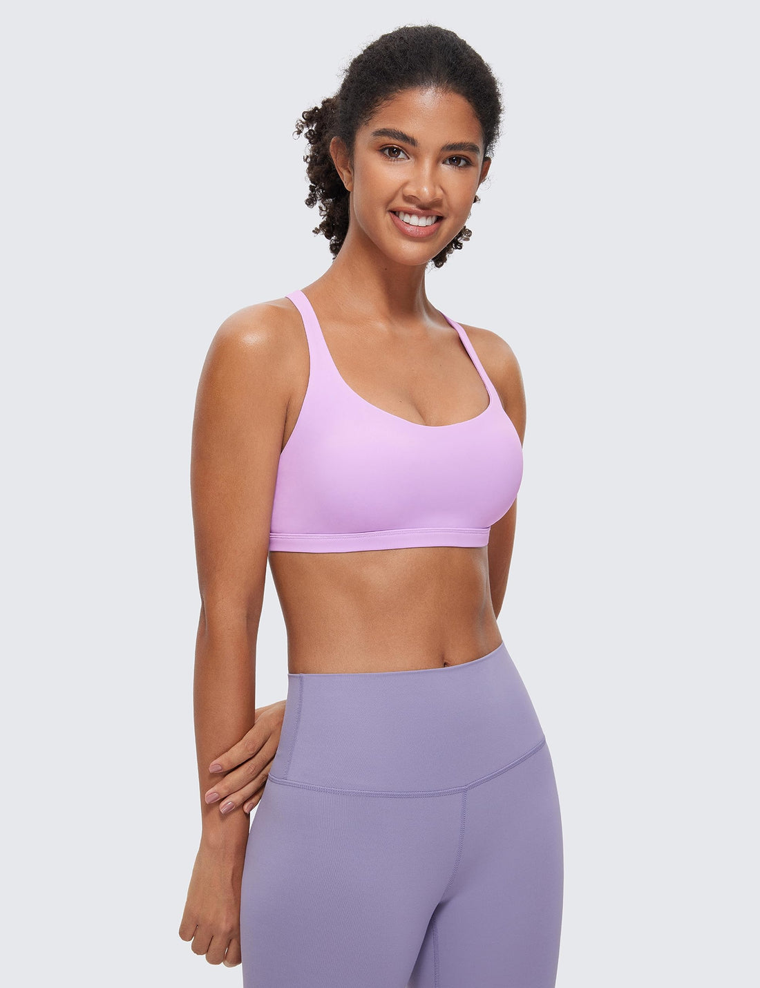 CRZ YOGA Naked Feeling Cross Back Sports Bras | Light Support, Removable Pads, Yoga, Sleek, Strappy, Scoop Neck, for Women