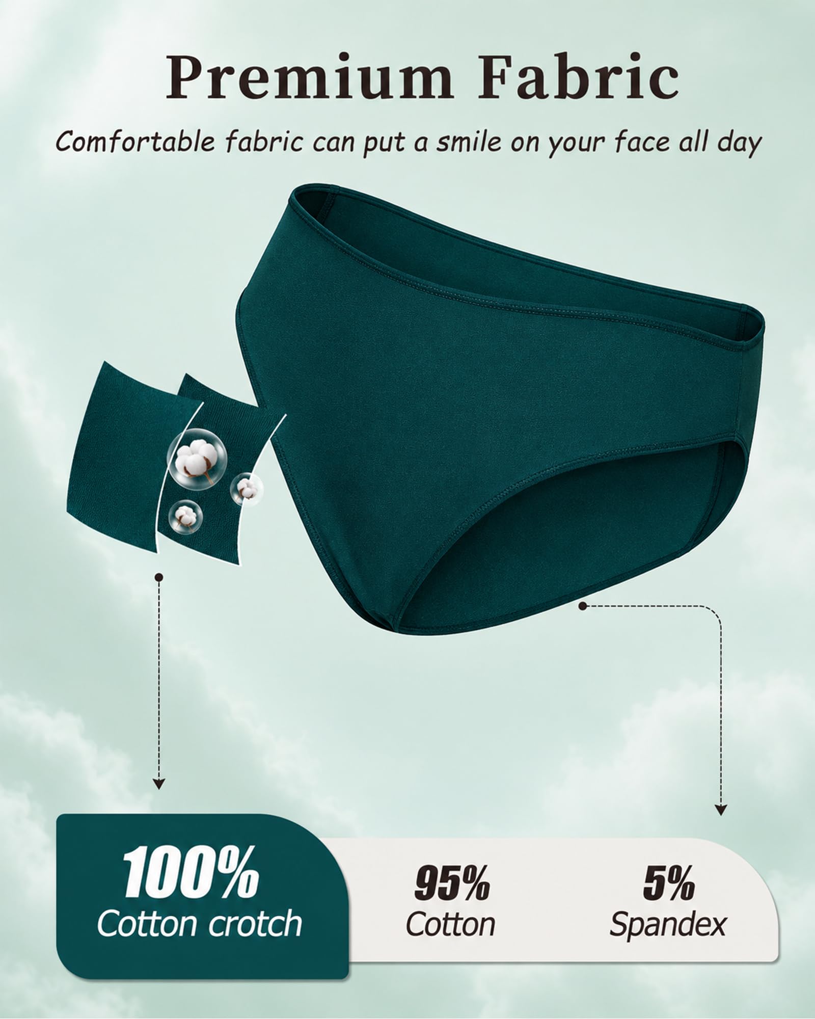 UNDER THE SEA Cotton Underwear for Women 6 Pack Sexy Bikini High Cut Breathable Cheeky Panties Underwear Womens Lingerie