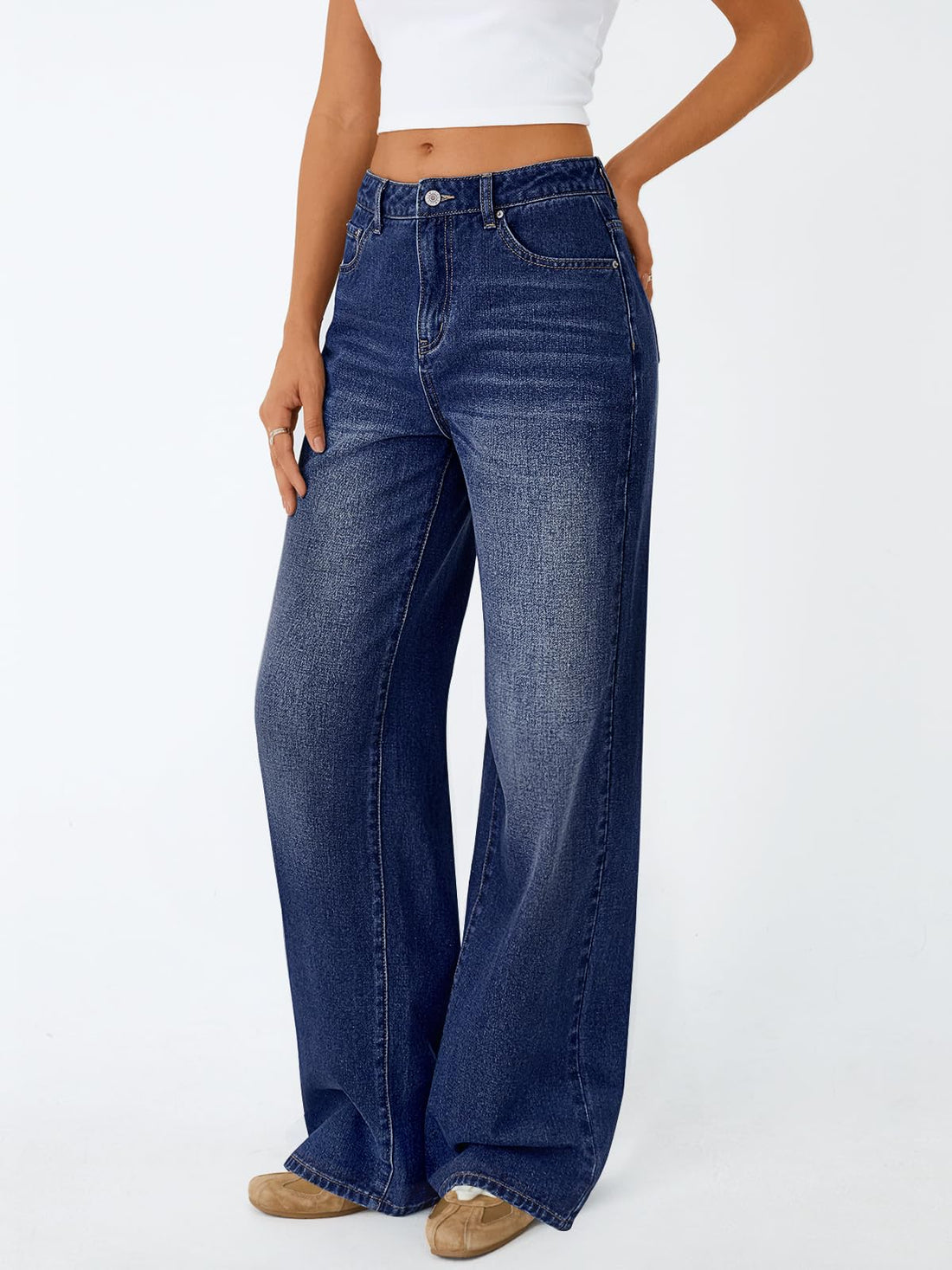 Trendy Queen Women High Waisted Straight Wide Leg Jeans Stretch Baggy Pants | High Rise Denim, Relaxed Fit Trousers, Retro Y2K Aesthetic, Streetwear Style, Long Straight Leg Pants