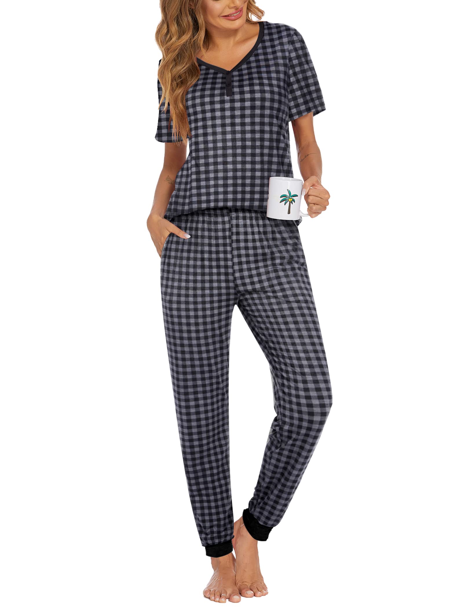 Ekouaer Pajamas for Women Set 2 Piece Fall Sleepwear with Pockets