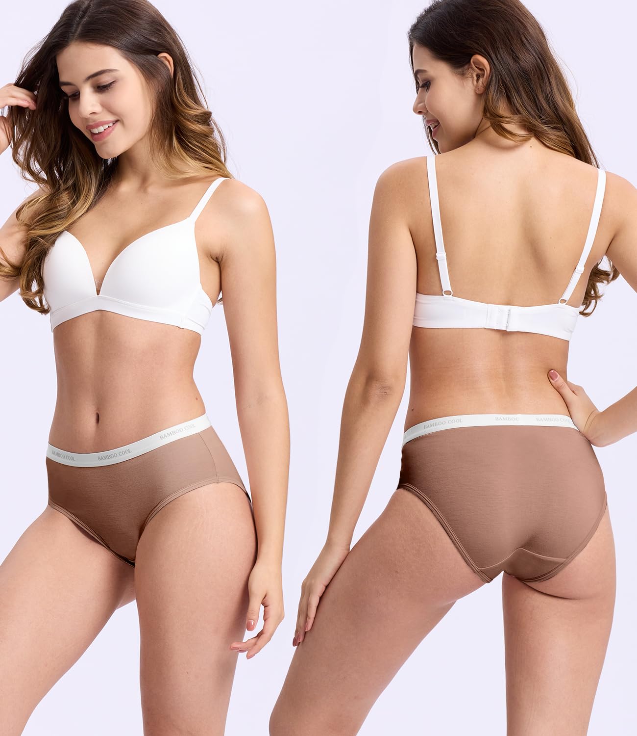 BAMBOO COOL Womens Underwear, Moisture-Wicking Briefs, Soft and Breathable Panties, Mid Waist, 5-Pack